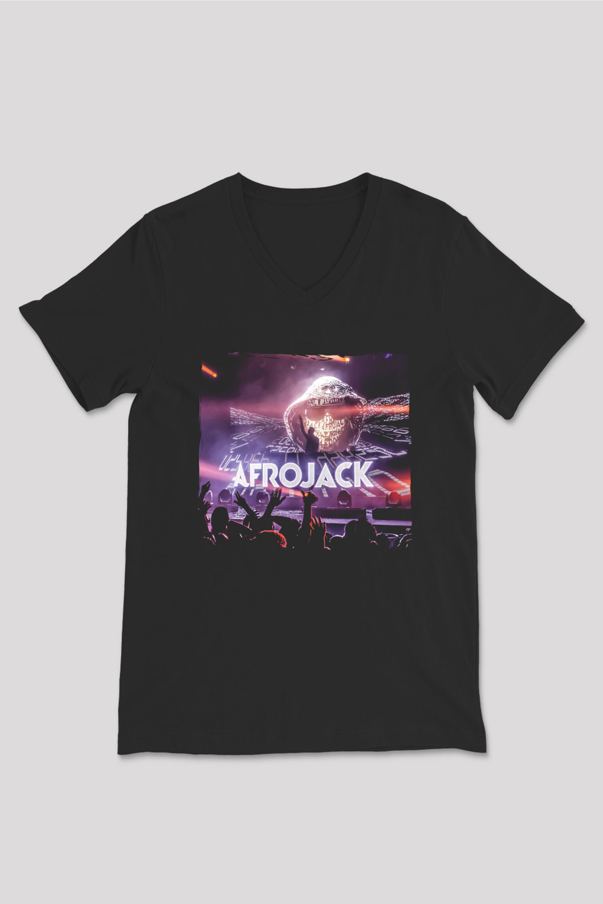 Afrojack Siyah Unisex V Yaka Tişört