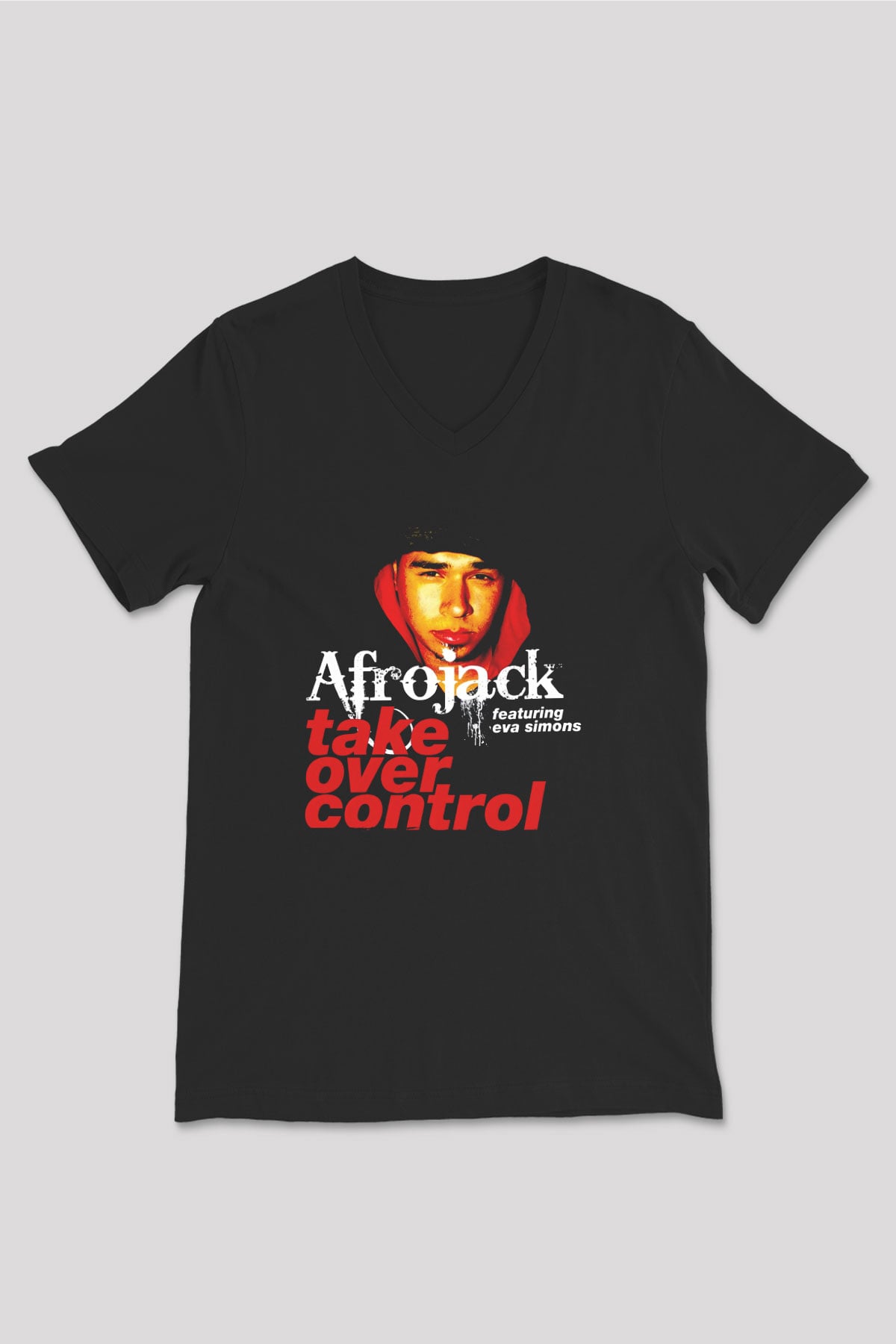 Afrojack Siyah Unisex V Yaka Tişört