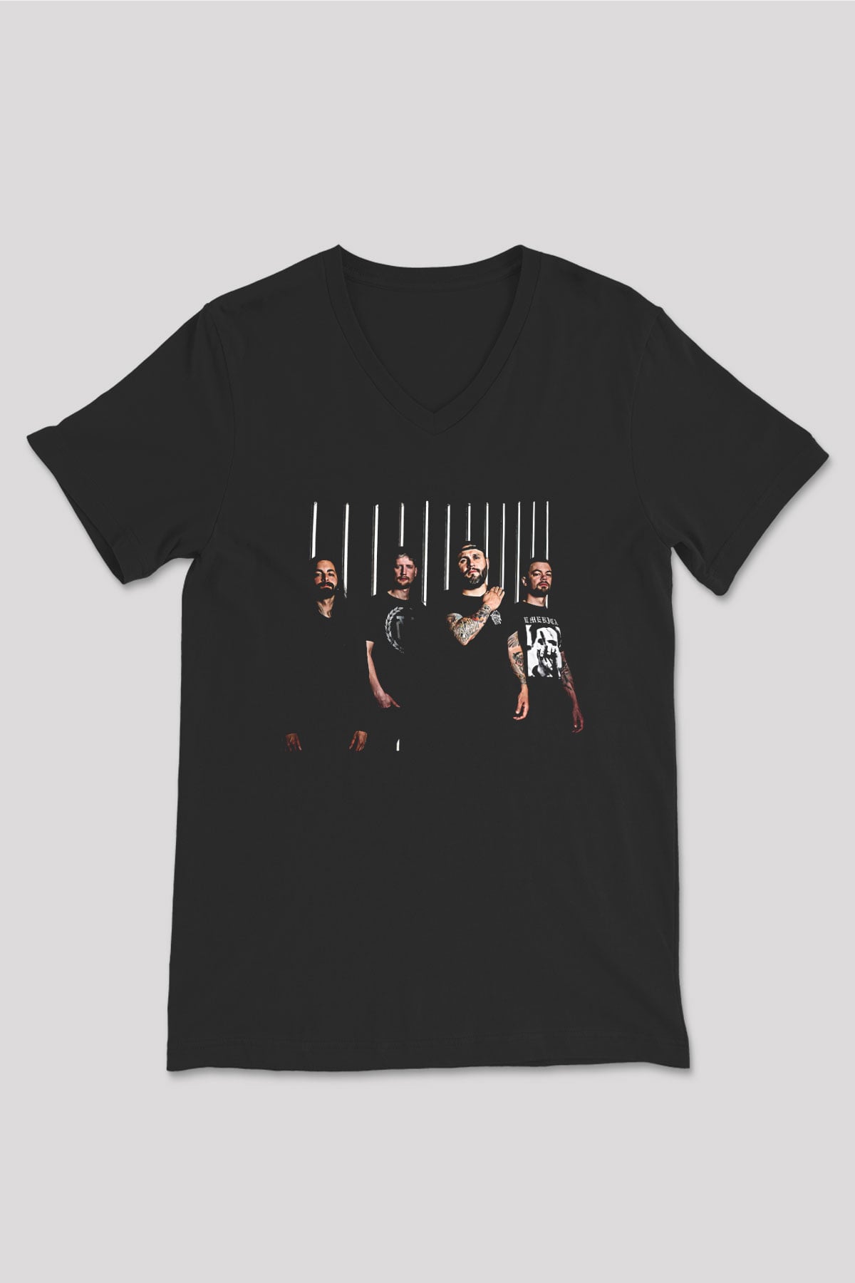 After The Burial Baskılı Unisex Siyah V Yaka Tişört - Tshirt