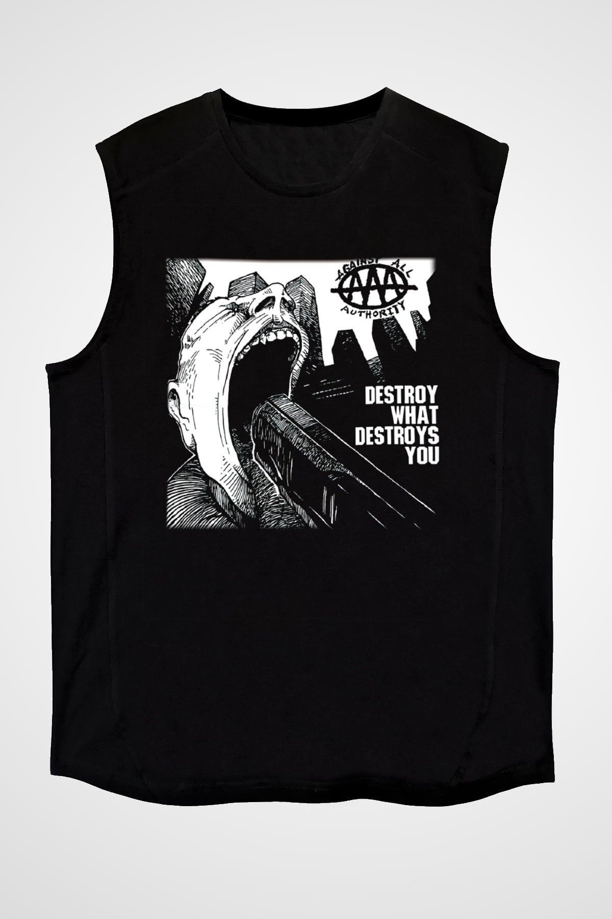 Against All Authority Siyah Unisex Kolsuz Tişört