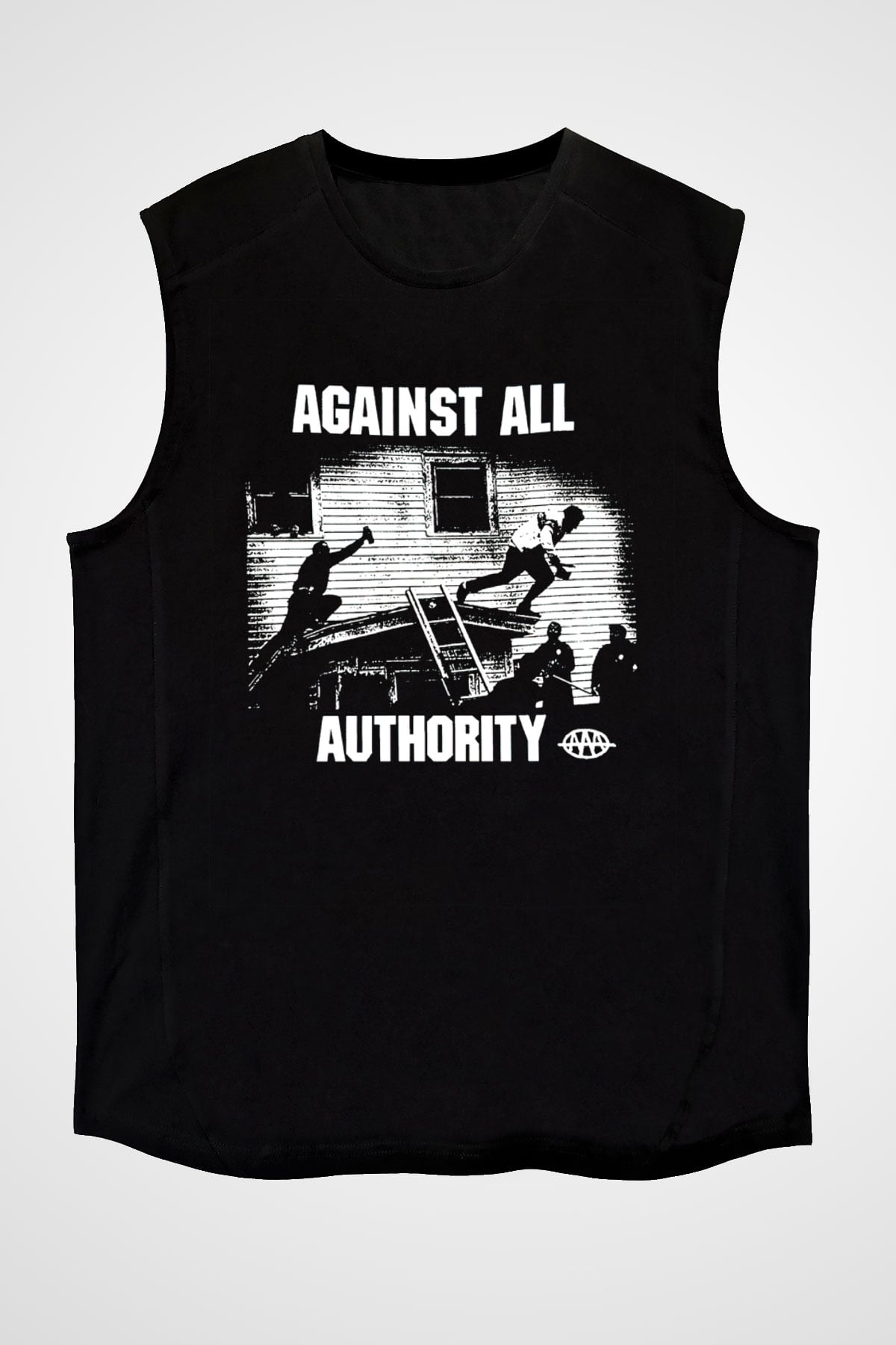 Against All Authority Siyah Unisex Kolsuz Tişört