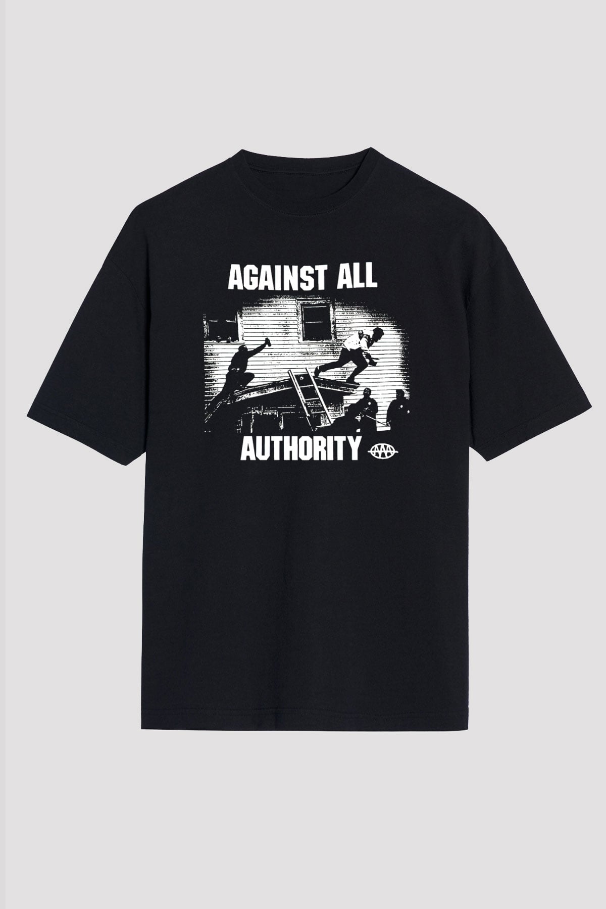 Against All Authority Siyah Unisex Oversize Tişört T-Shirt