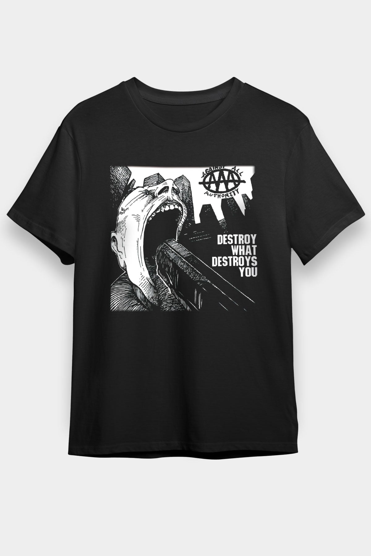 Against All Authority Siyah Unisex Tişört T-Shirt - TişörtFabrikası