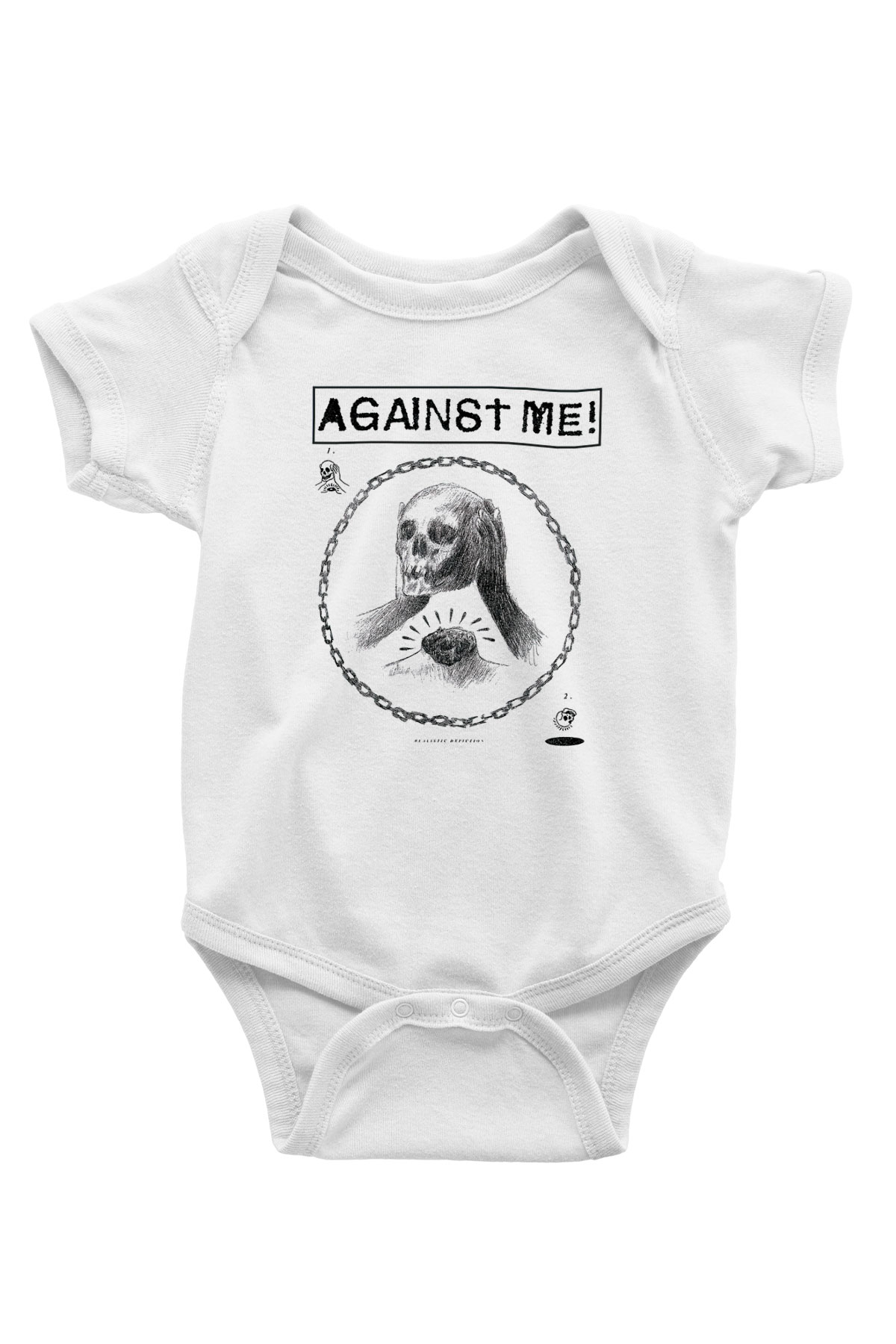 Against Me Baskılı Beyaz Unisex Bebek Body - Zıbın