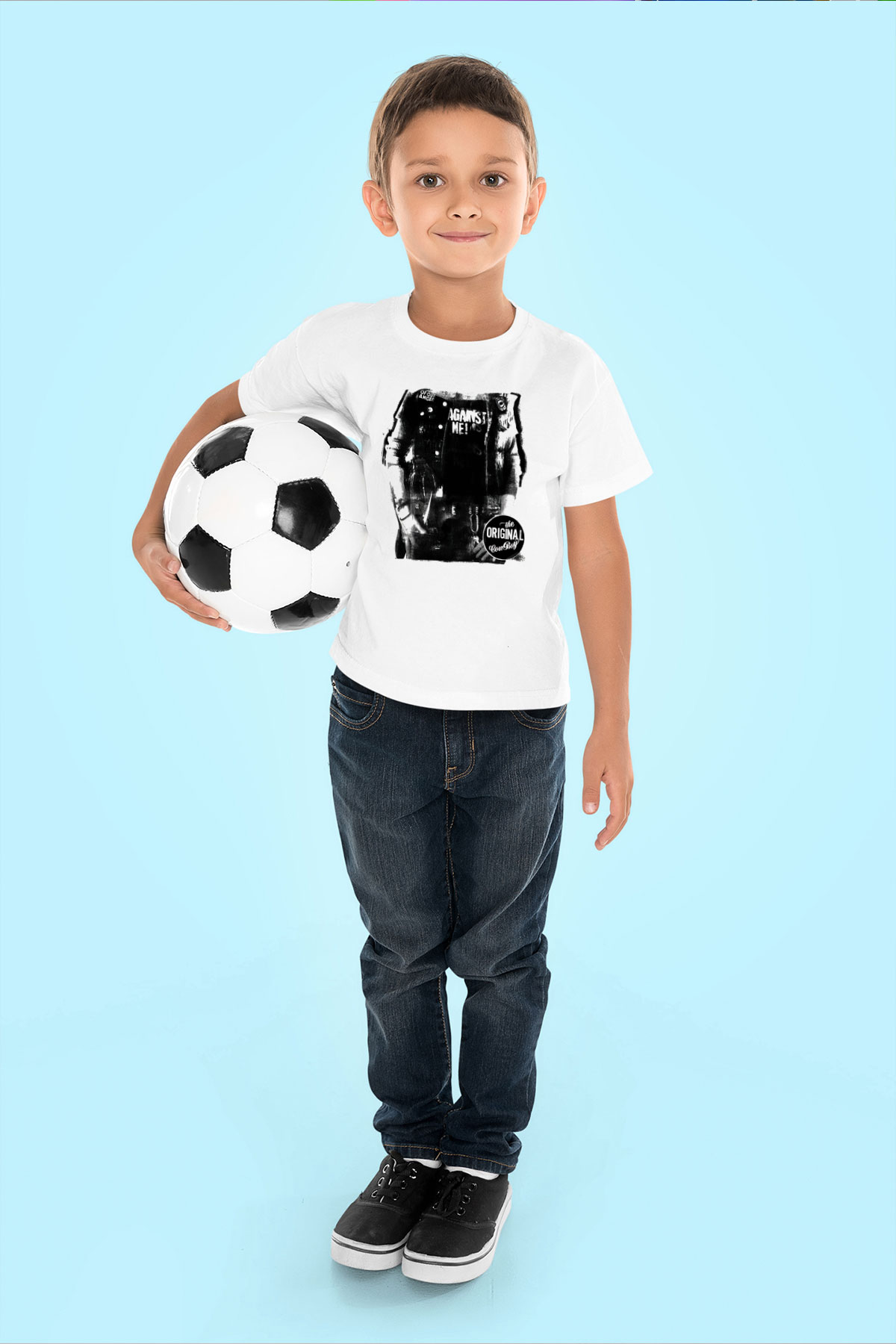 Against Me Baskılı Beyaz Unisex Çocuk Tişört
