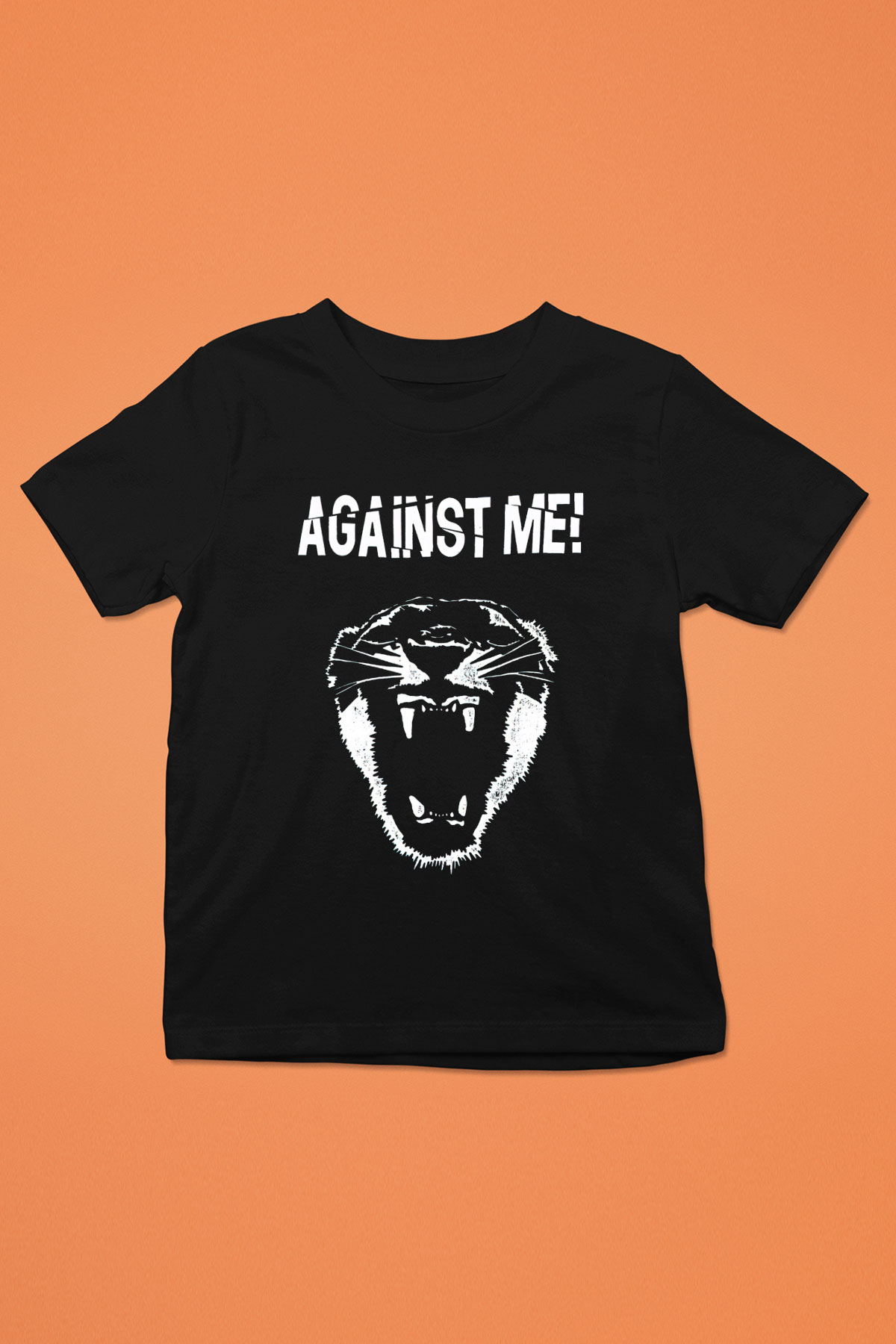 Against Me Baskılı Siyah Unisex Çocuk Tişört