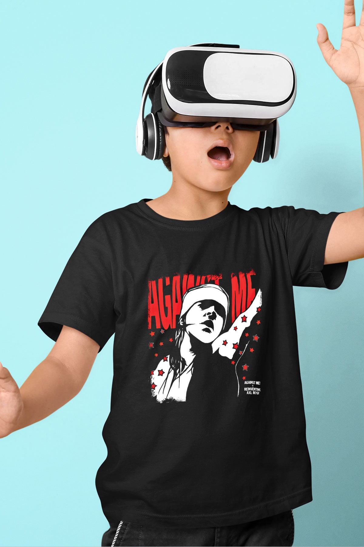 Against Me Baskılı Unisex Siyah Çocuk Tişört