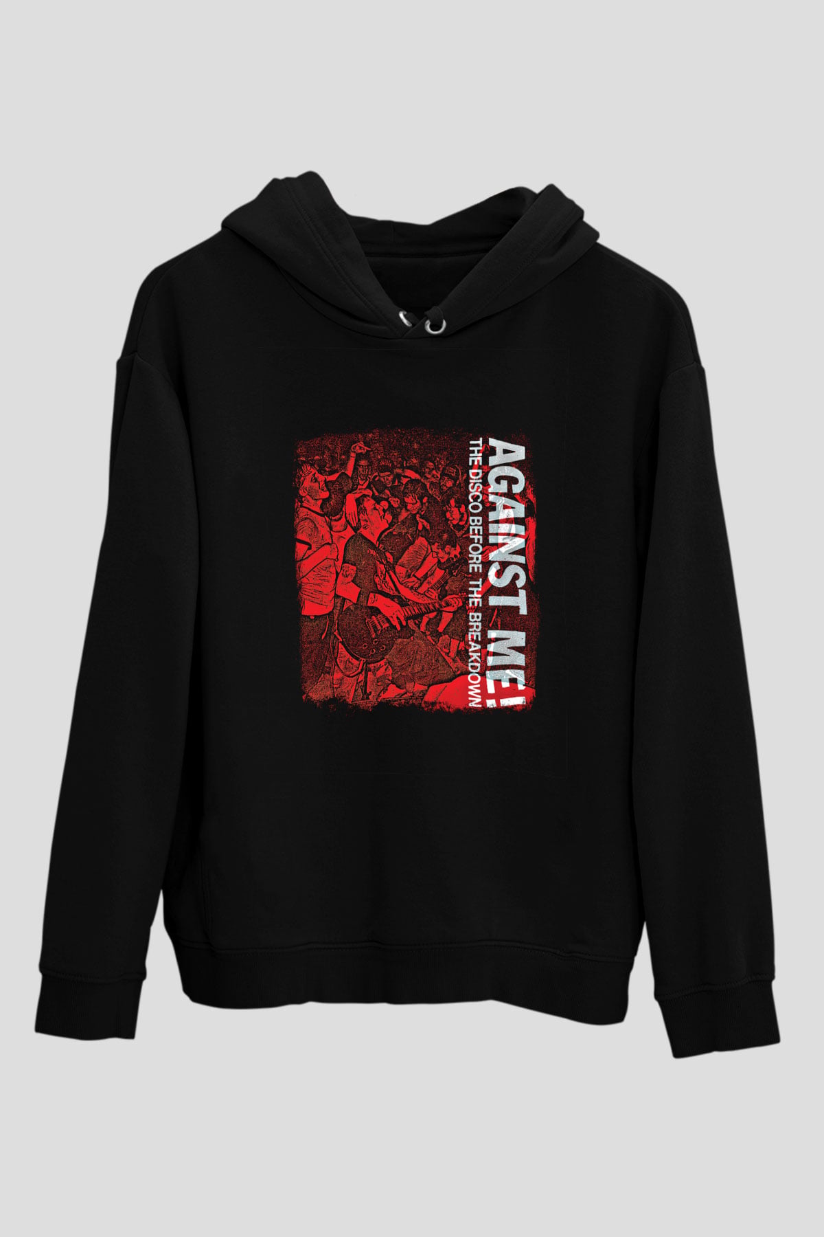 Against Me Baskılı Unisex Siyah Hoodie
