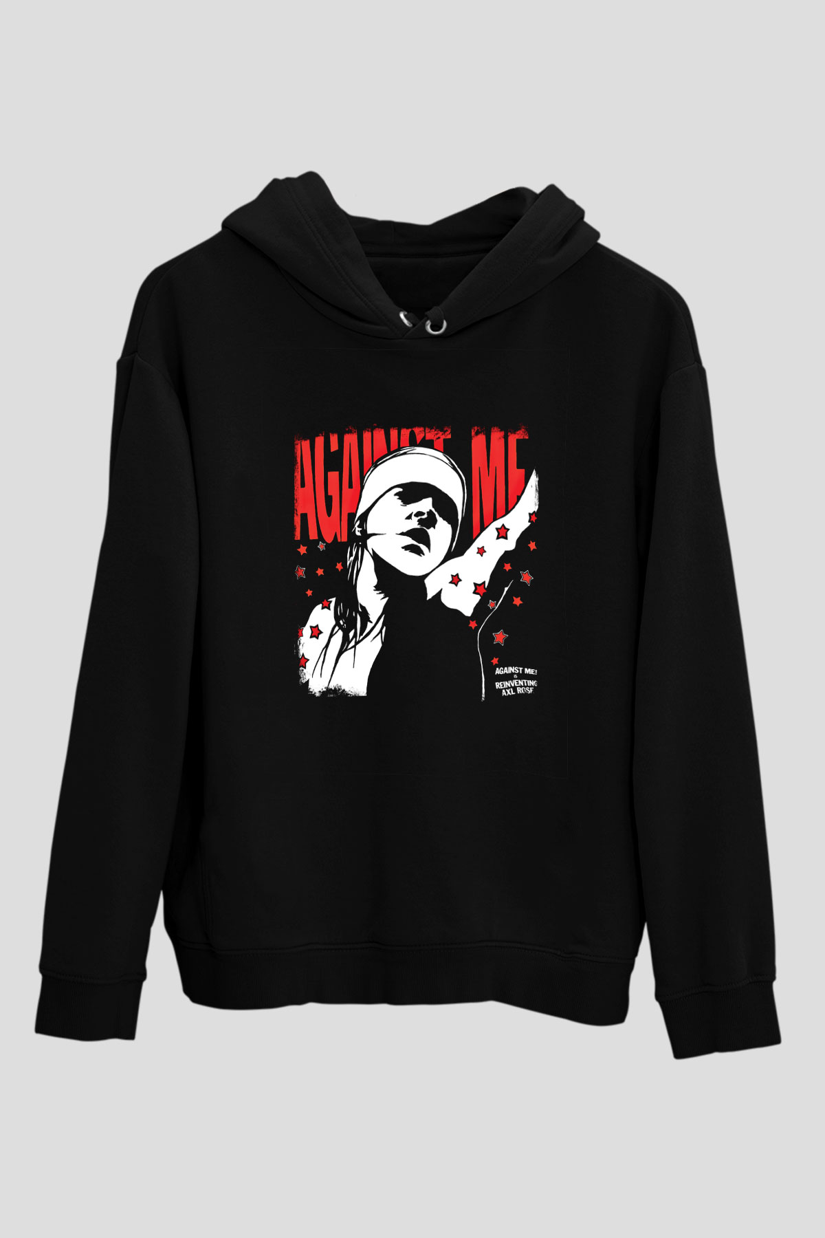 Against Me Baskılı Unisex Siyah Hoodie