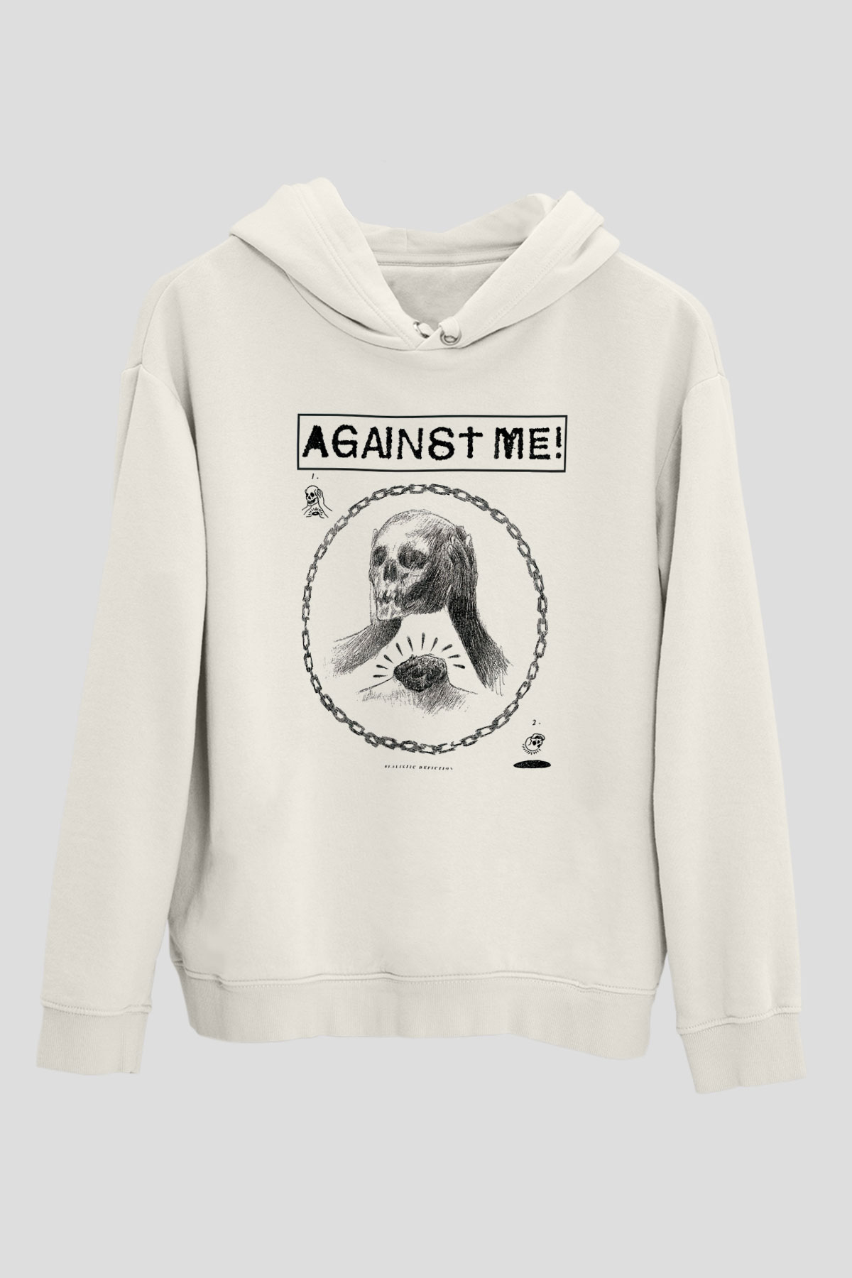 Against Me Beyaz Unisex Kapşonlu Sweatshirt