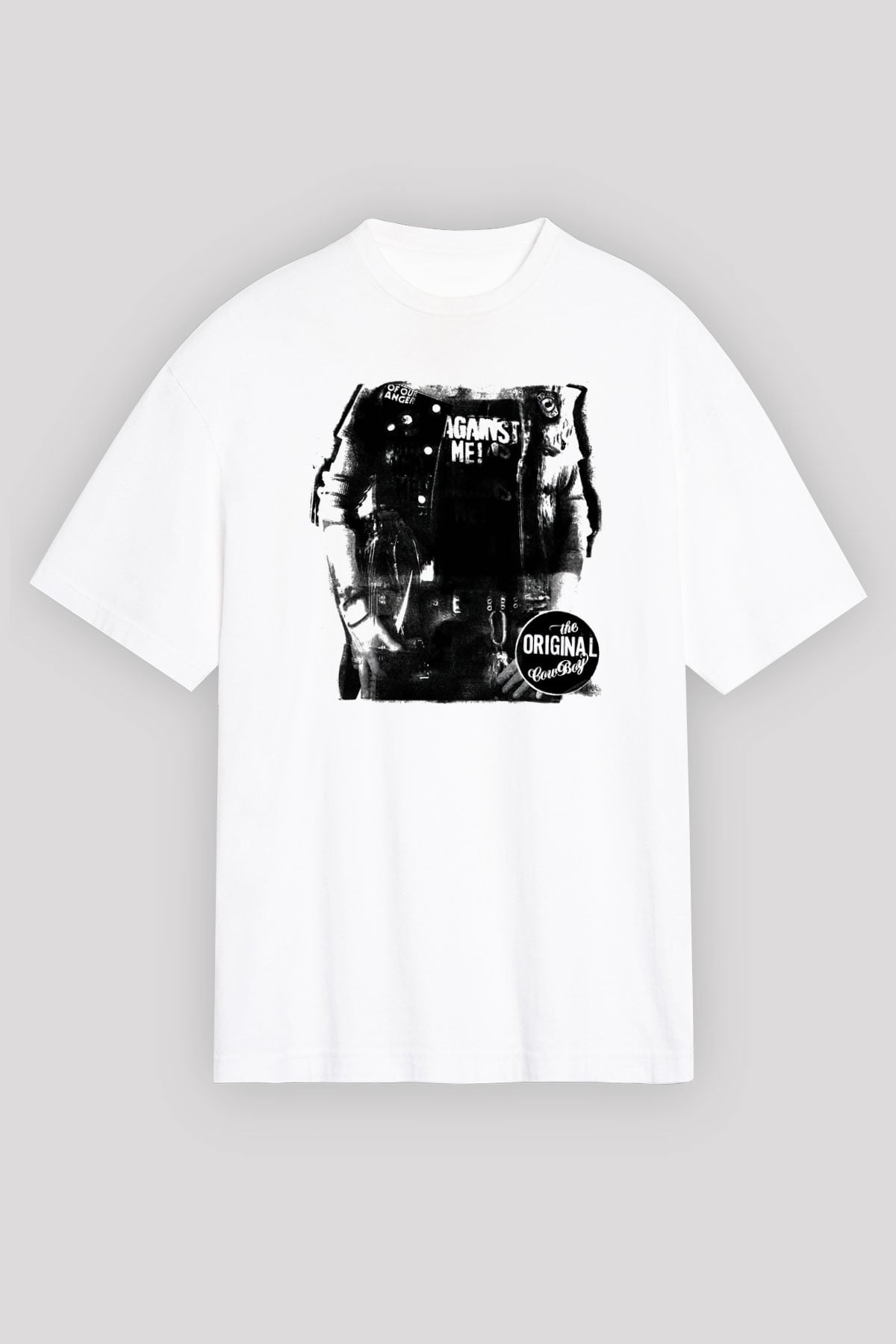 Against Me Beyaz Unisex Oversize Tişört T-Shirt