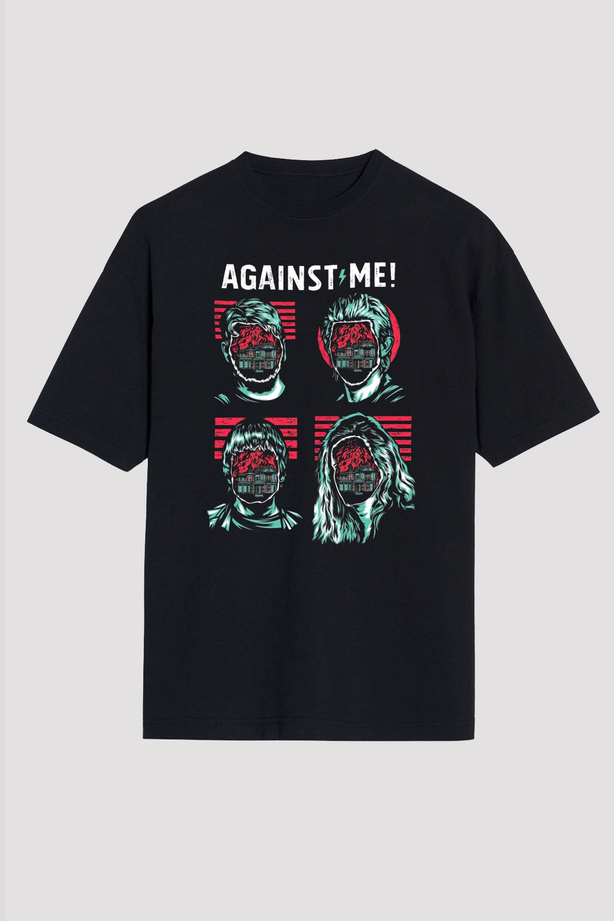 Against Me Siyah Unisex Oversize Tişört T-Shirt