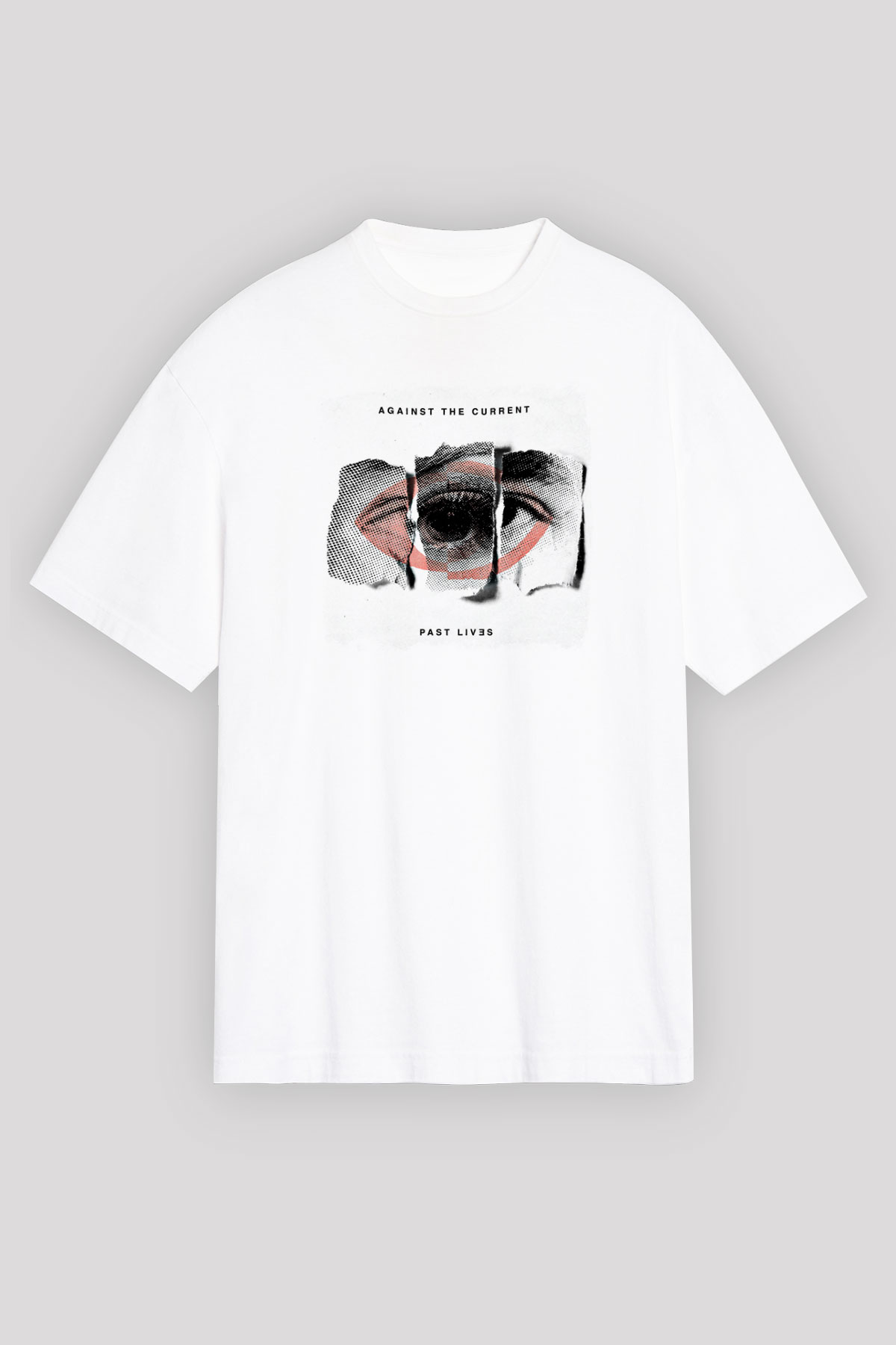 Against The Current Baskılı Unisex Beyaz Oversize Tişört