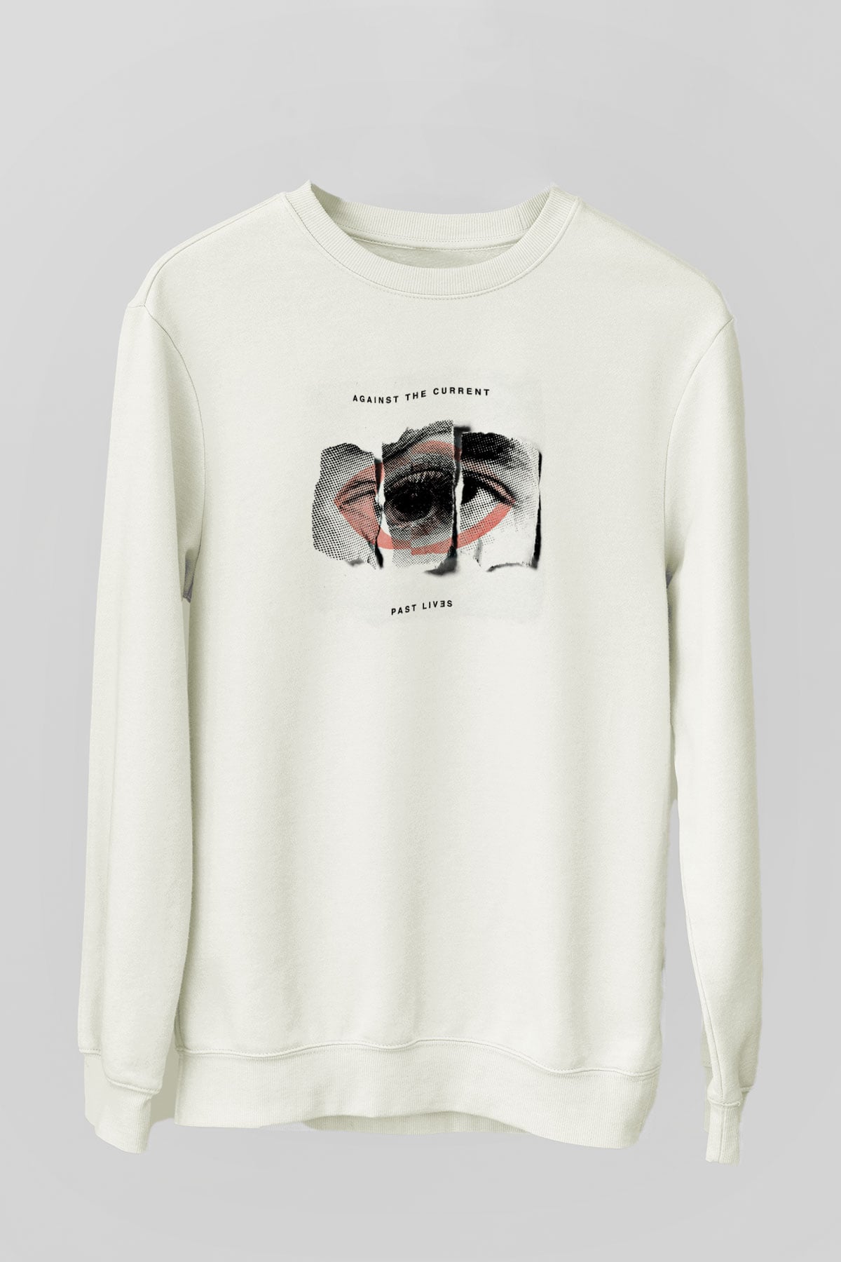 Against The Current Baskılı Unisex Beyaz Sweatshirt