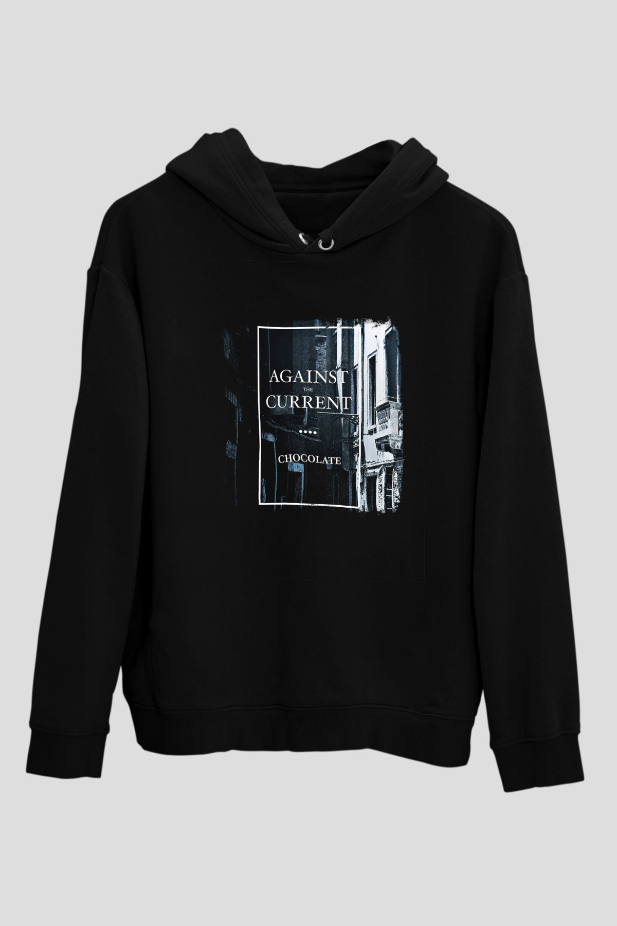 Against The Current Baskılı Unisex Siyah Hoodie