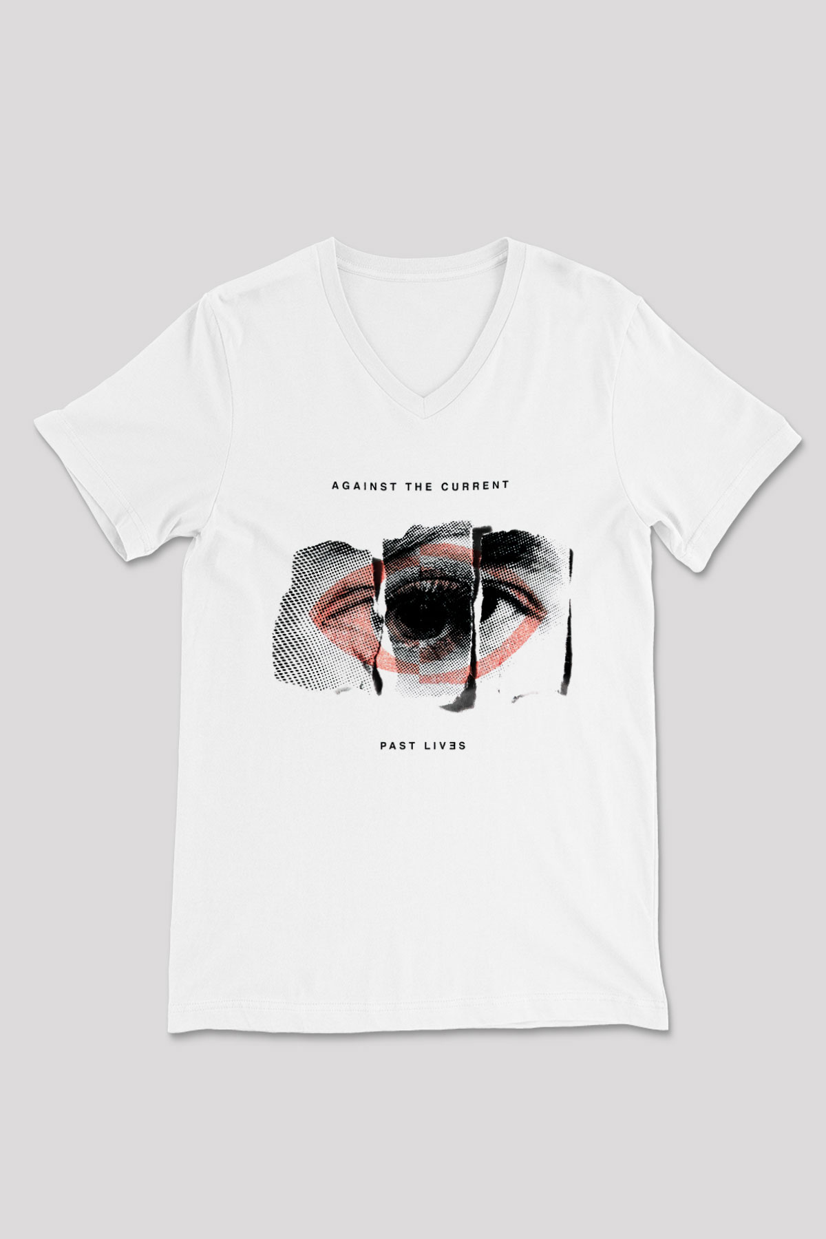 Against The Current Beyaz Unisex V Yaka Tişört