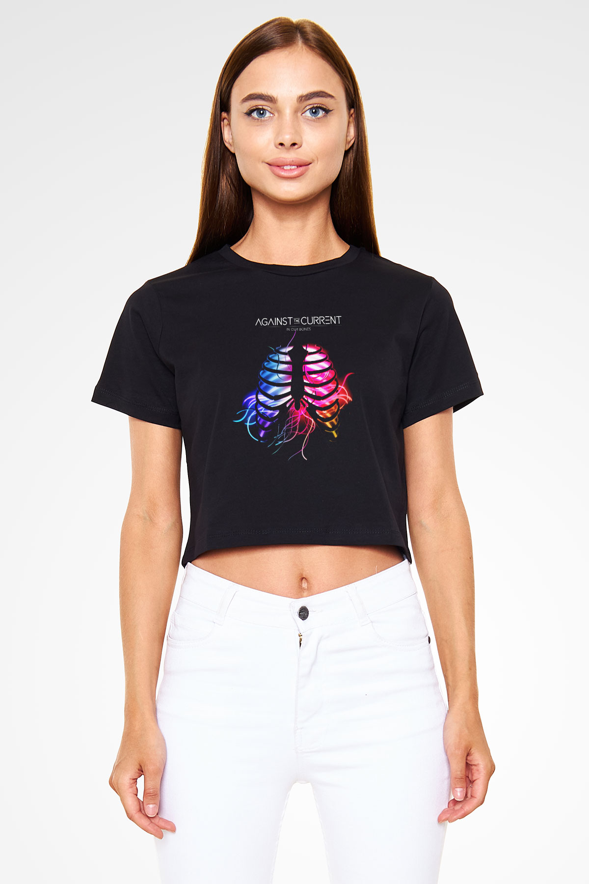 Against The Current Siyah Crop Top Tişört