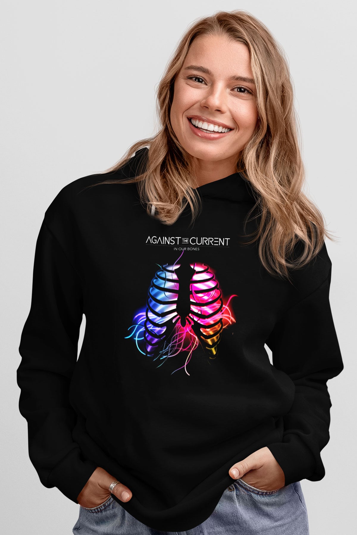 Against The Current Siyah Unisex Hoodie