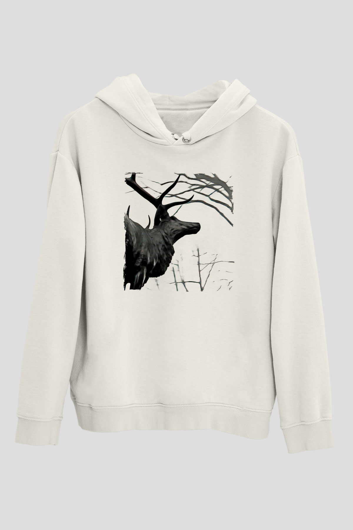 Agalloch Baskılı Beyaz Unisex Kapüşonlu Sweatshirt