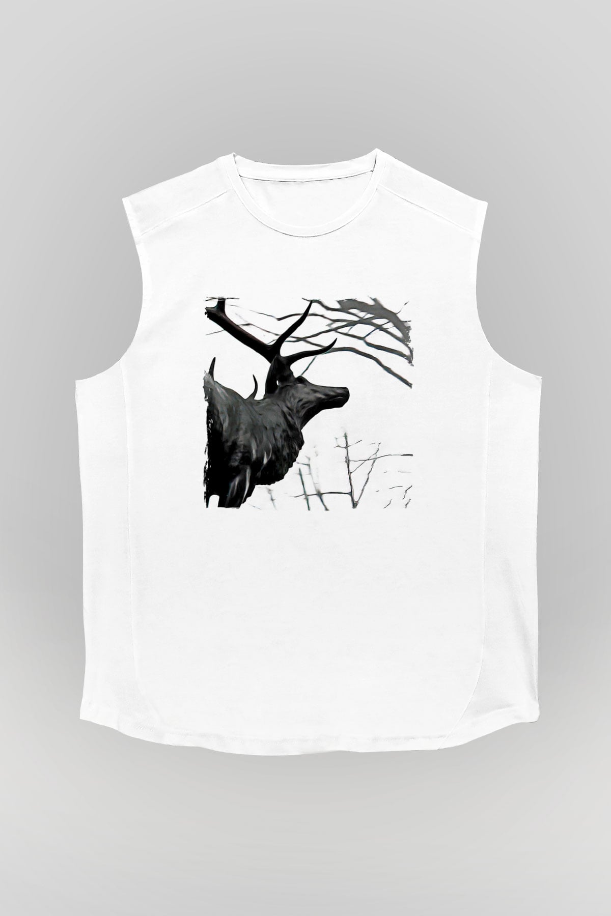 Agalloch Baskılı Beyaz Unisex Kolsuz Tişört - Tshirt