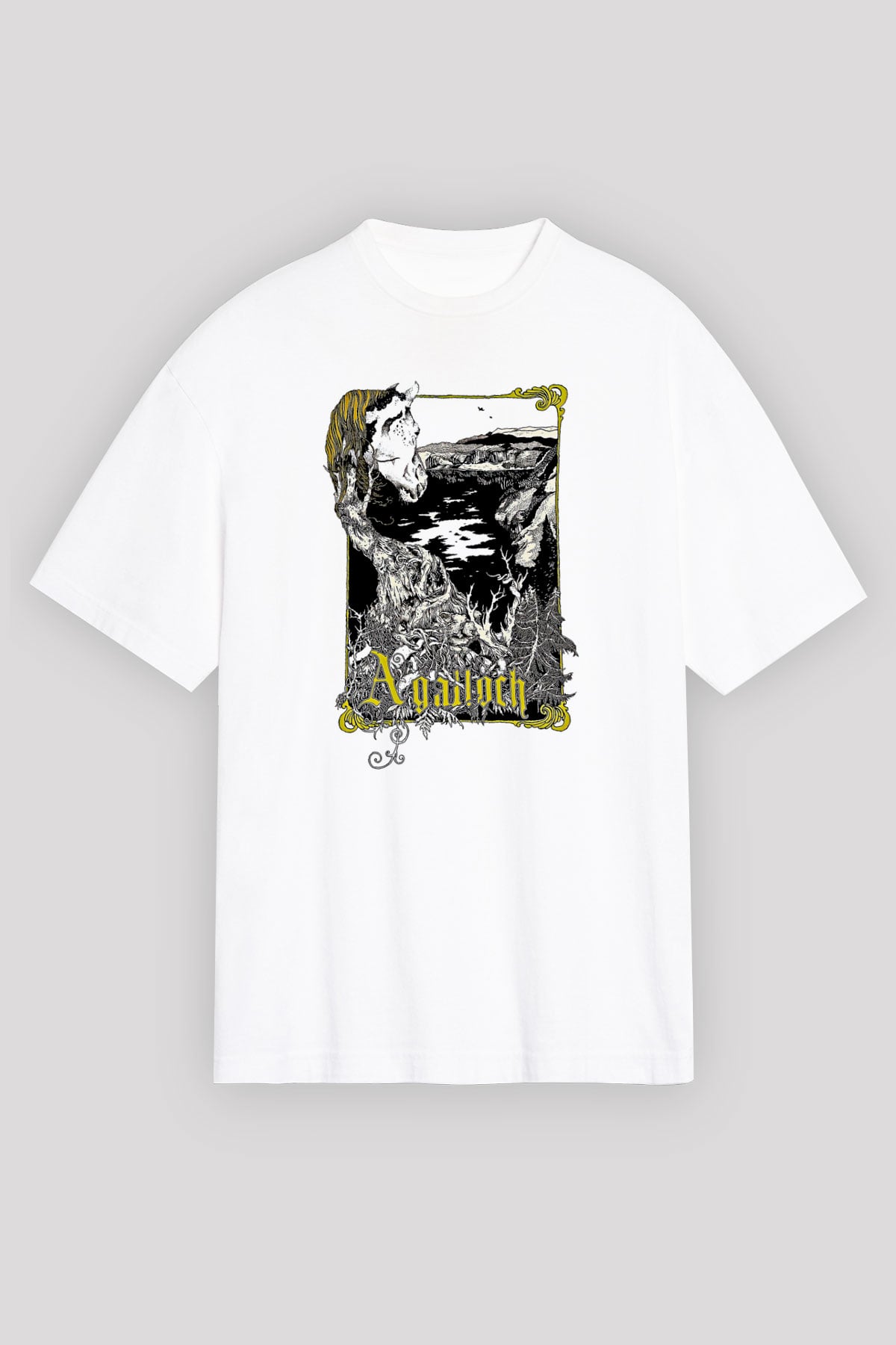 Agalloch Baskılı Beyaz Unisex Oversize Tişört - Tshirt