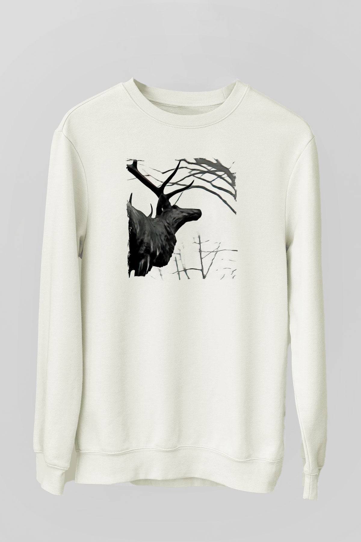 Agalloch Baskılı Beyaz Unisex Sweatshirt