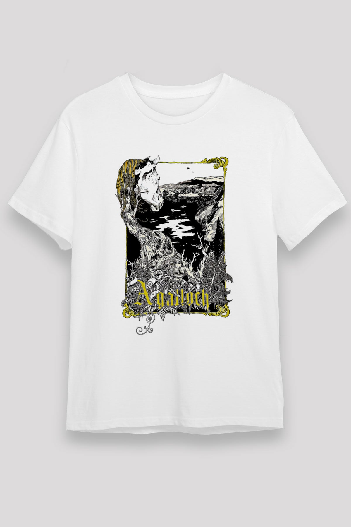 Agalloch Baskılı Unisex Beyaz Tişört - Tshirt