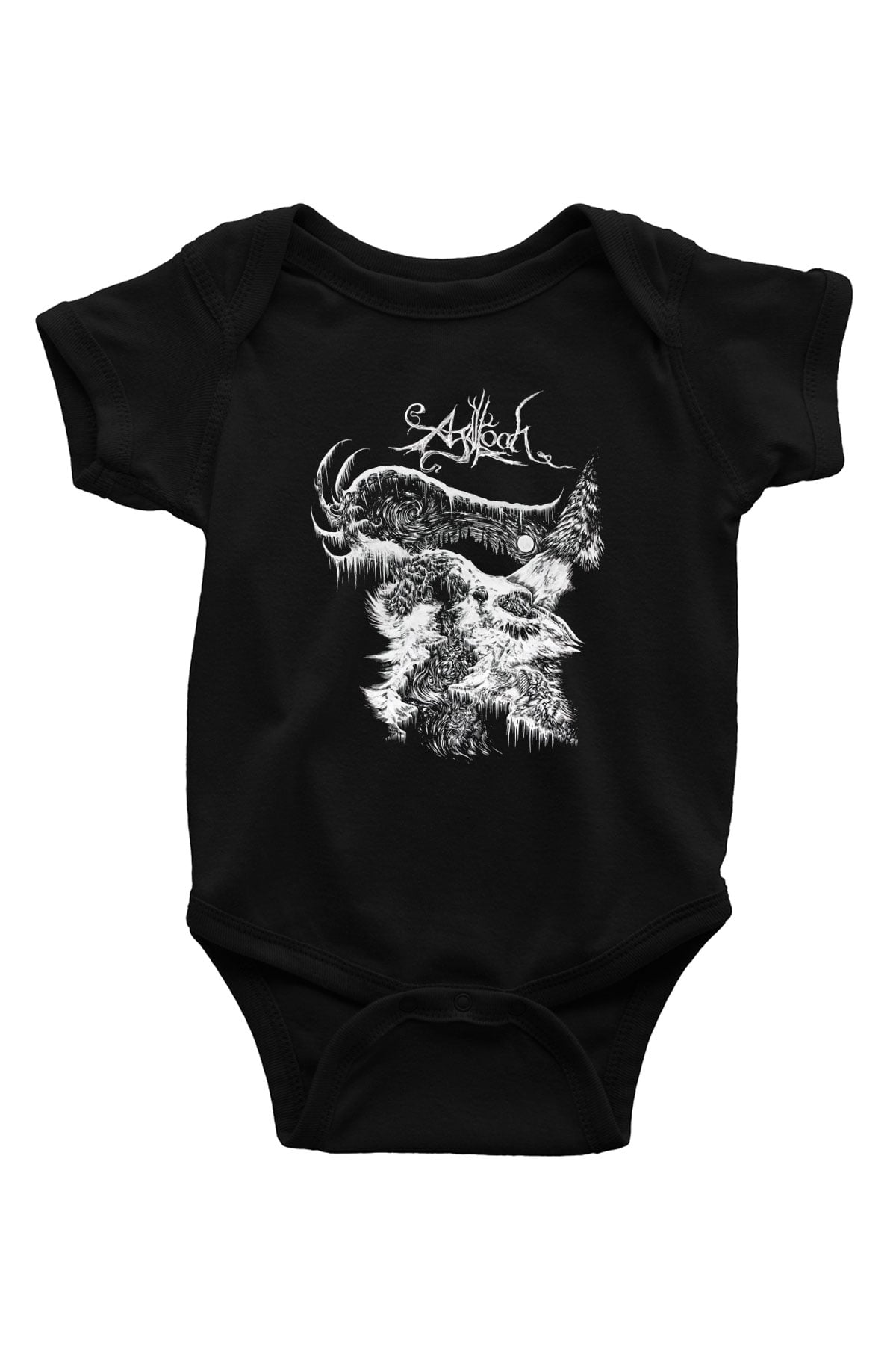 Agalloch Baskılı Unisex Siyah Bebek Body - Zıbın