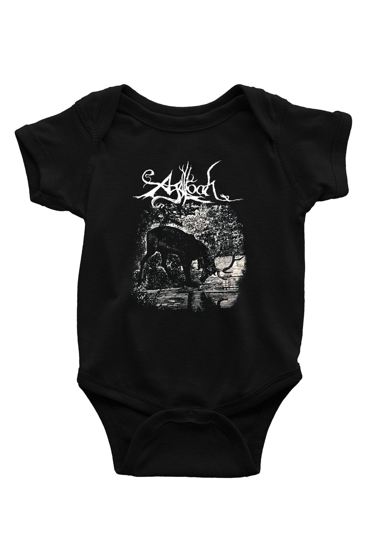 Agalloch Baskılı Unisex Siyah Bebek Body - Zıbın