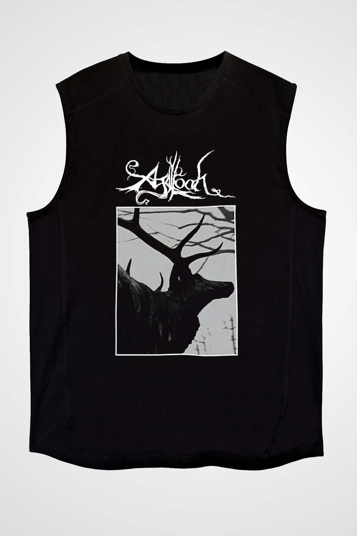 Agalloch Baskılı Unisex Siyah Kolsuz Tişört - Tshirt