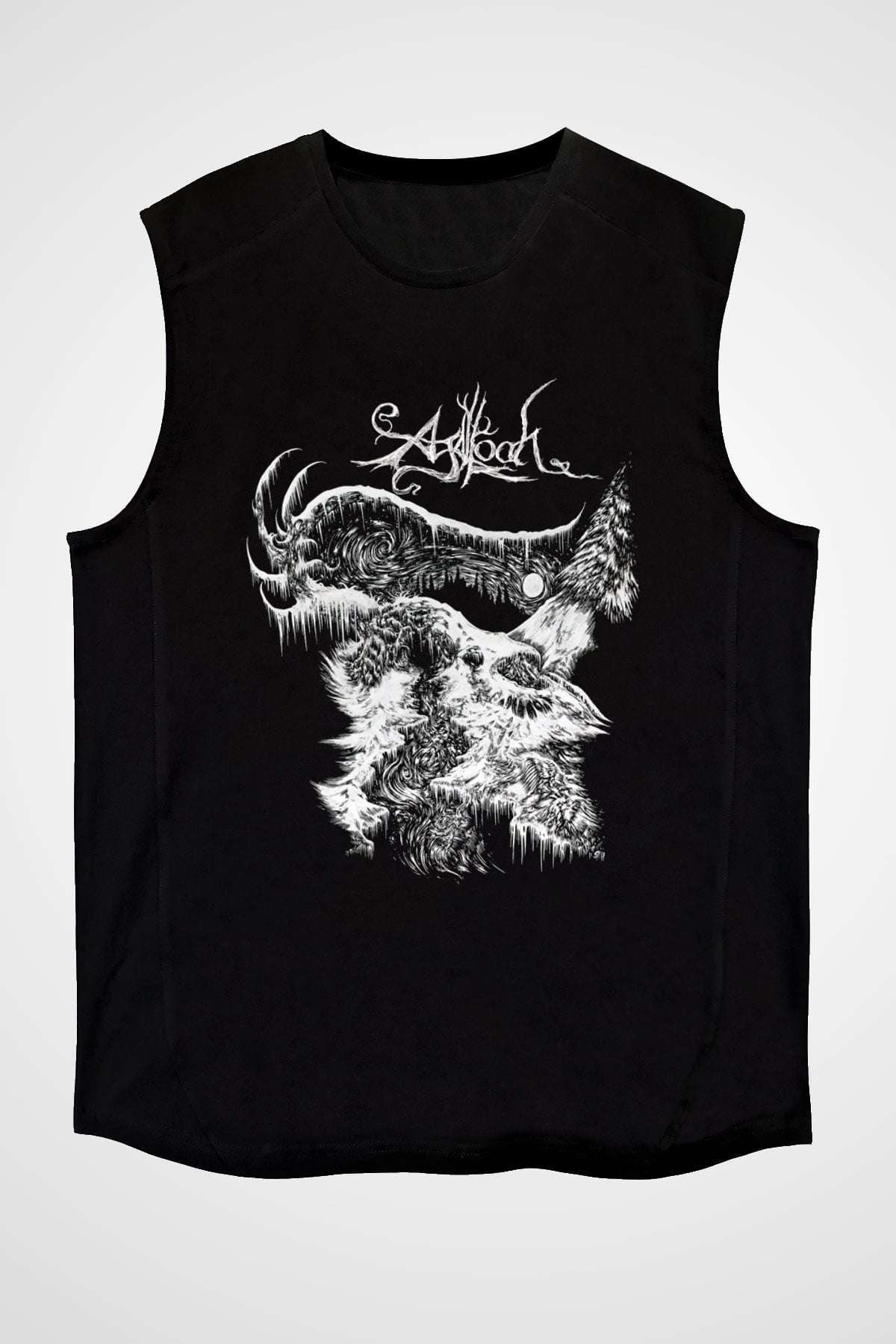Agalloch Baskılı Unisex Siyah Kolsuz Tişört - Tshirt