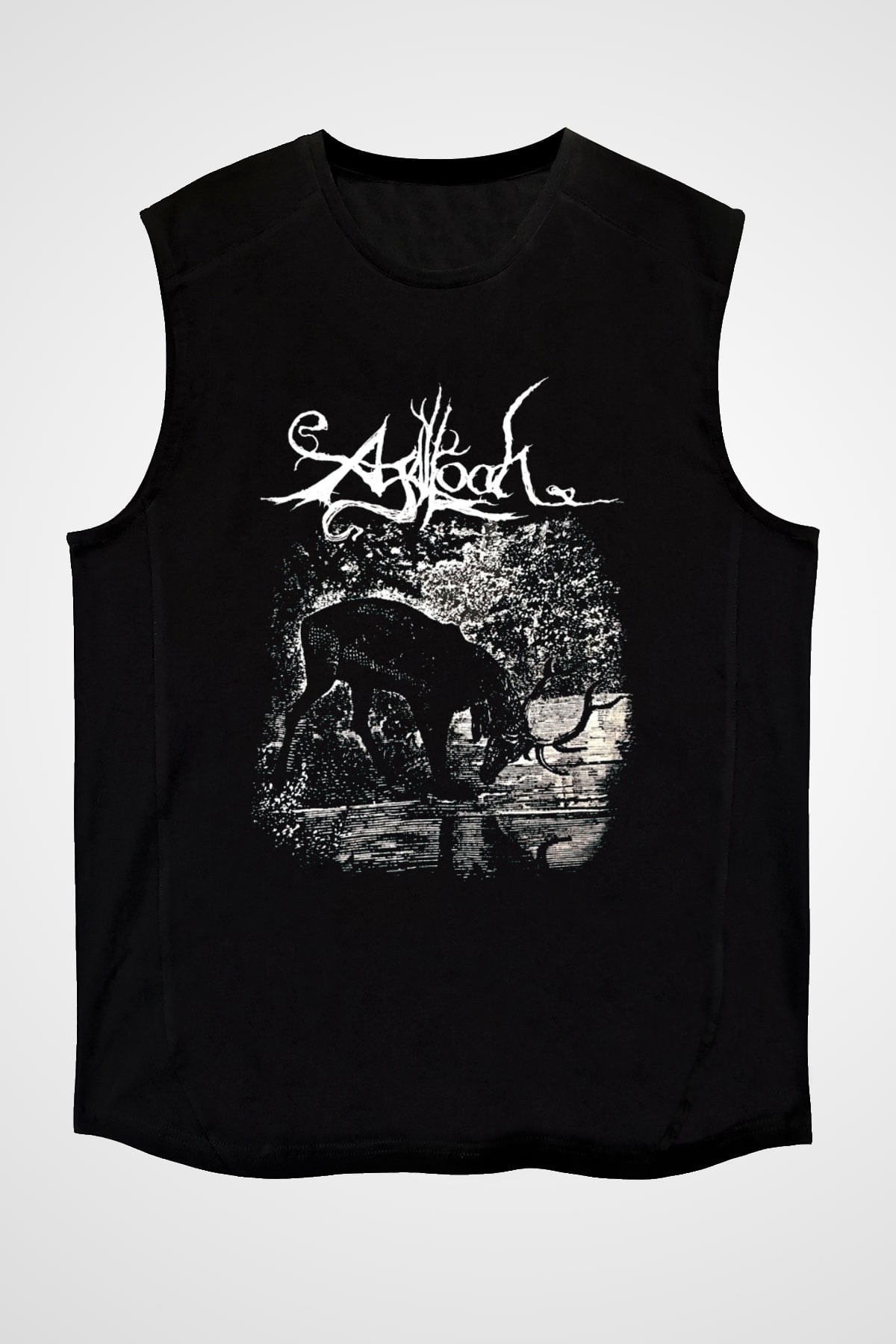 Agalloch Baskılı Unisex Siyah Kolsuz Tişört - Tshirt