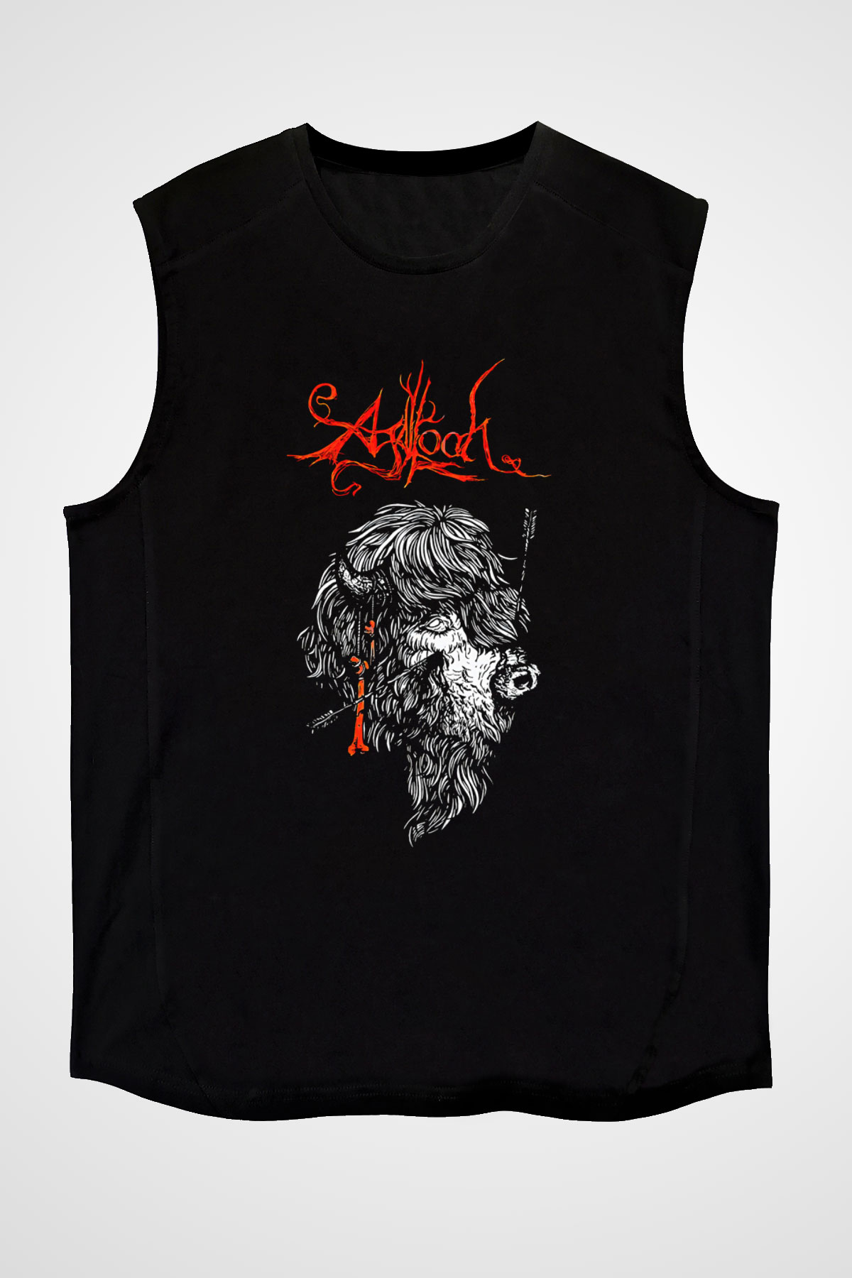 Agalloch Baskılı Unisex Siyah Kolsuz Tişört - Tshirt