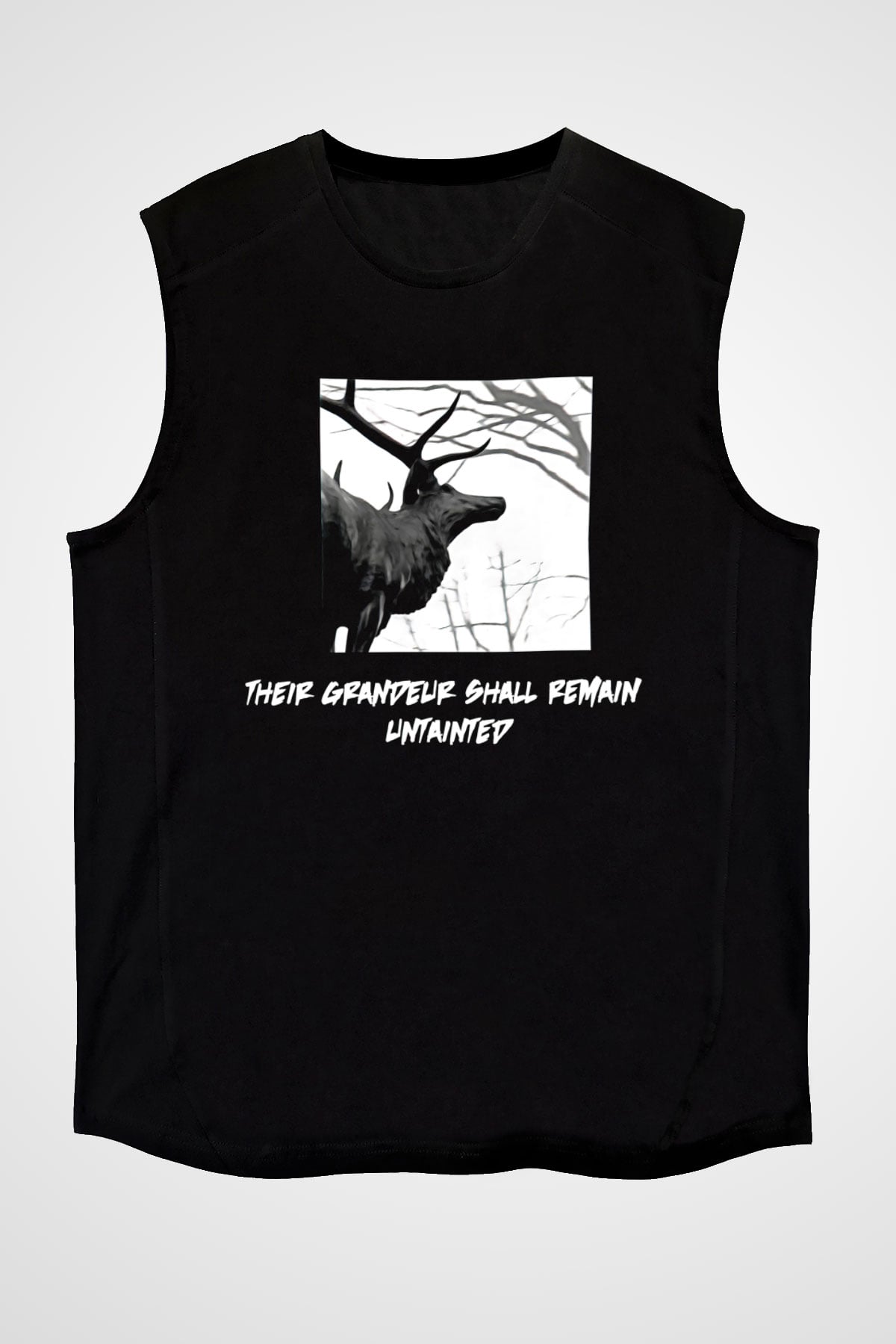 Agalloch Baskılı Unisex Siyah Kolsuz Tişört - Tshirt