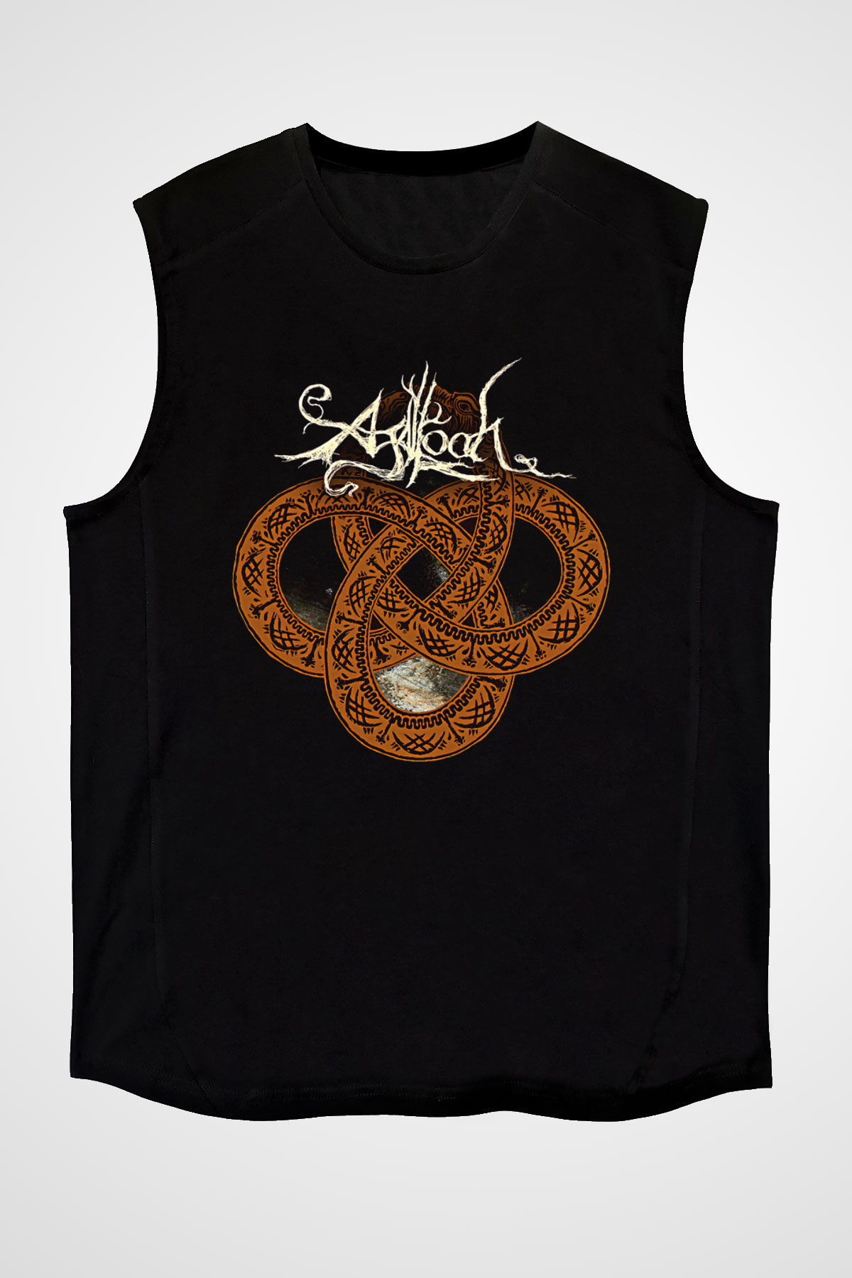 Agalloch Baskılı Unisex Siyah Kolsuz Tişört - Tshirt