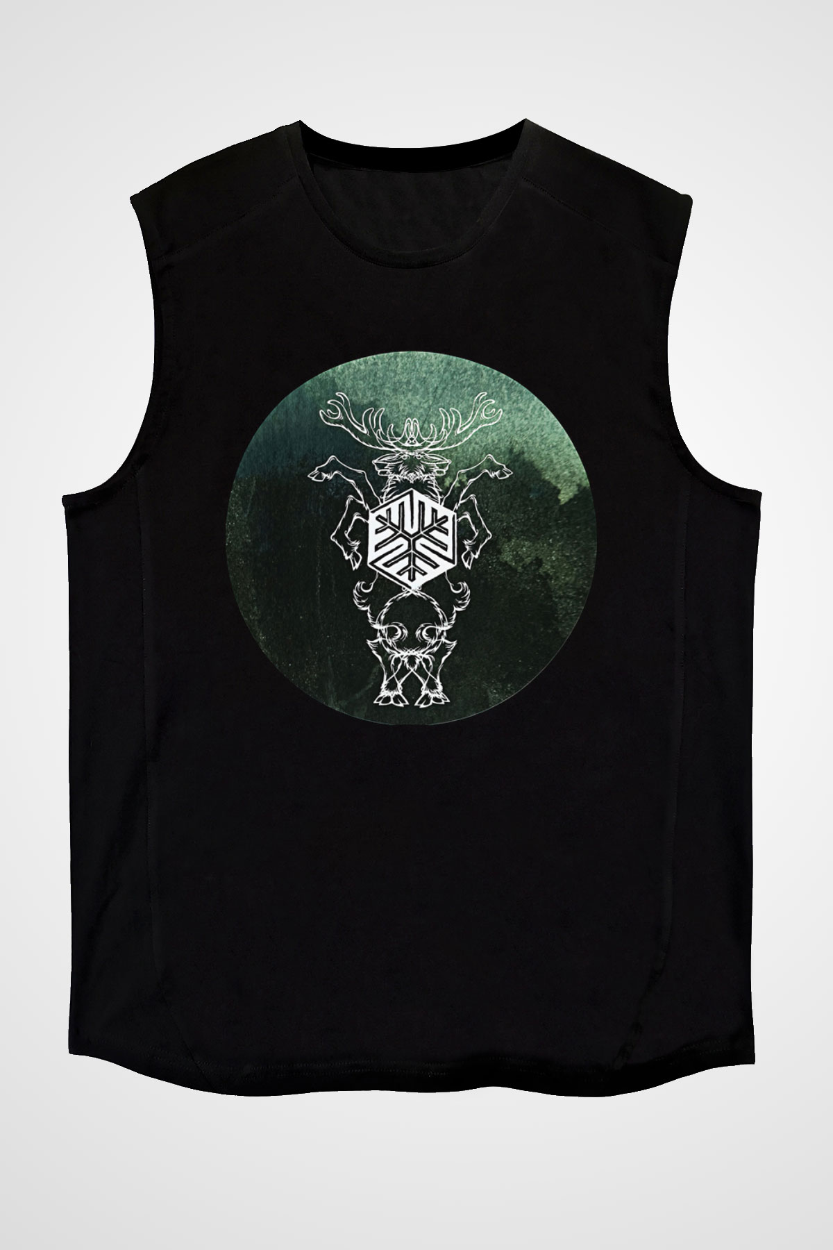 Agalloch Baskılı Unisex Siyah Kolsuz Tişört - Tshirt