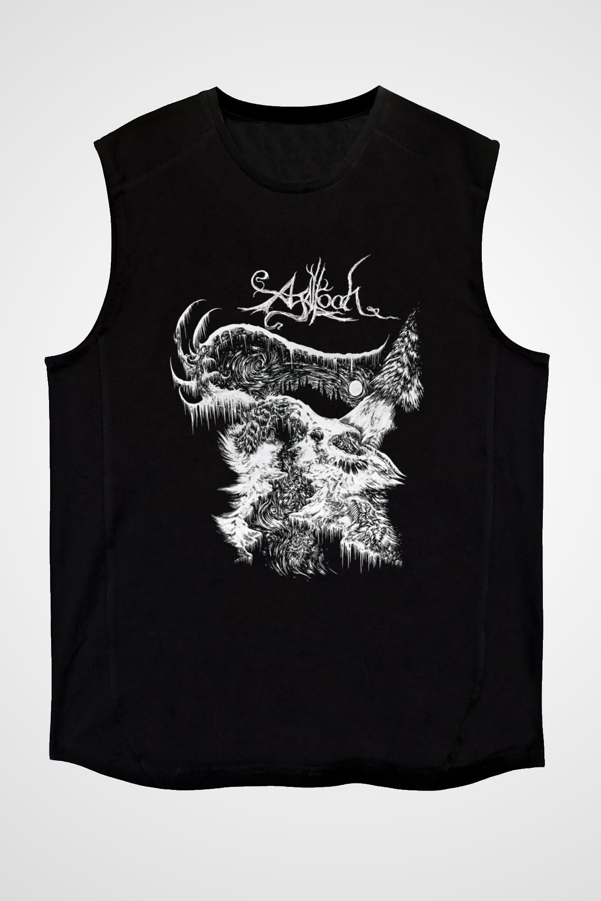 Agalloch Baskılı Unisex Siyah Kolsuz Tişört - Tshirt