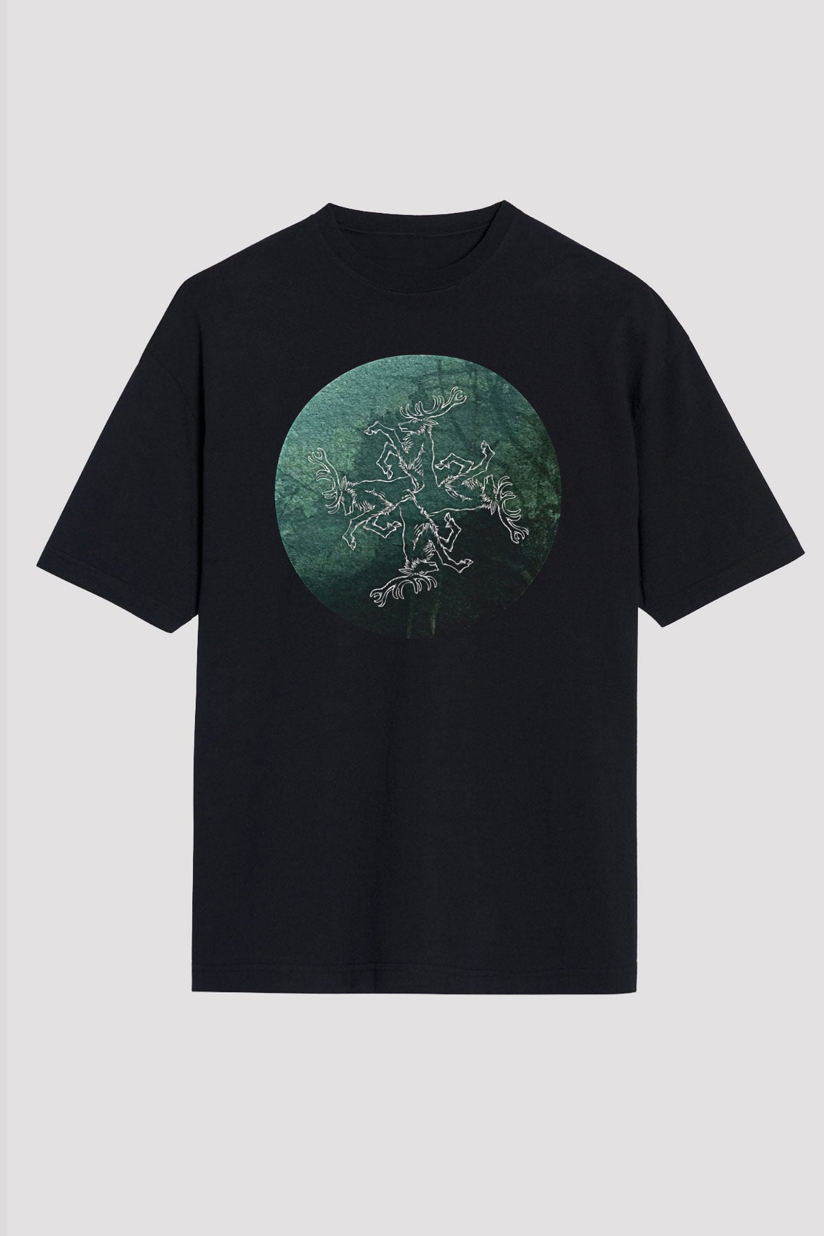 Agalloch Baskılı Unisex Siyah Oversize Tişört - Tshirt