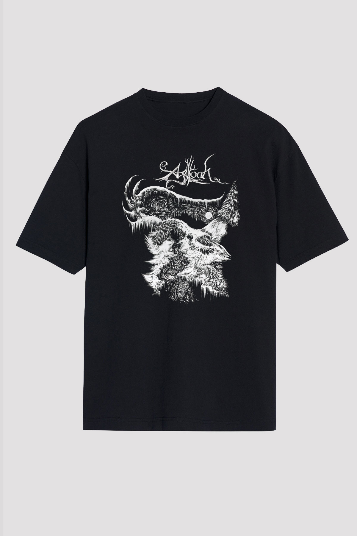 Agalloch Baskılı Unisex Siyah Oversize Tişört - Tshirt