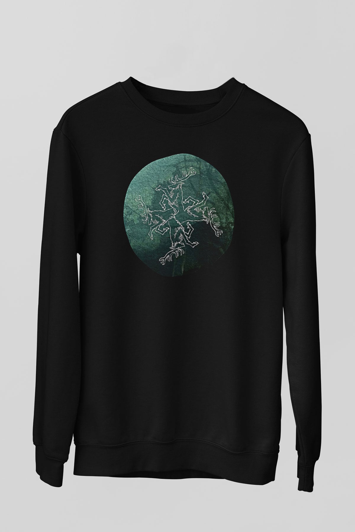 Agalloch Baskılı Unisex Siyah Sweatshirt
