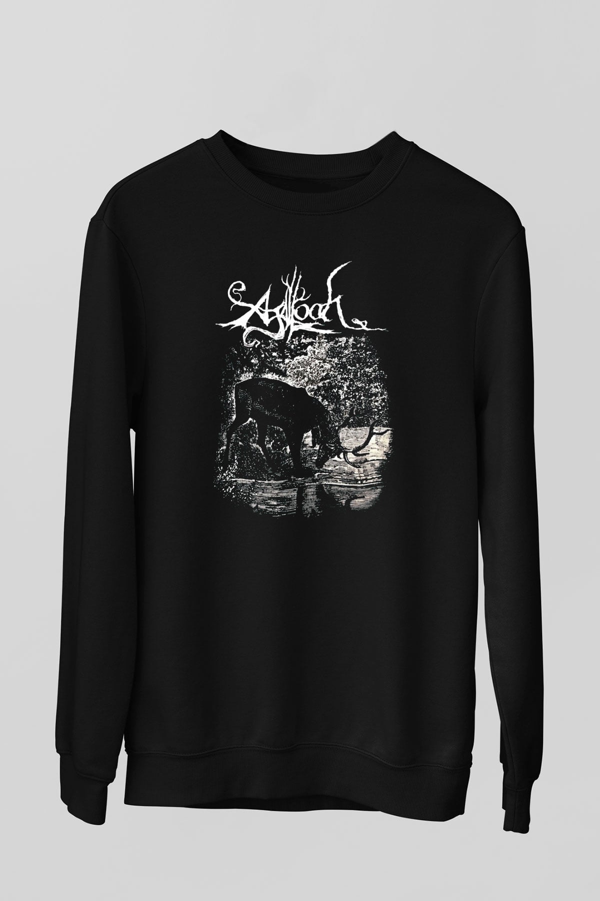 Agalloch Baskılı Unisex Siyah Sweatshirt