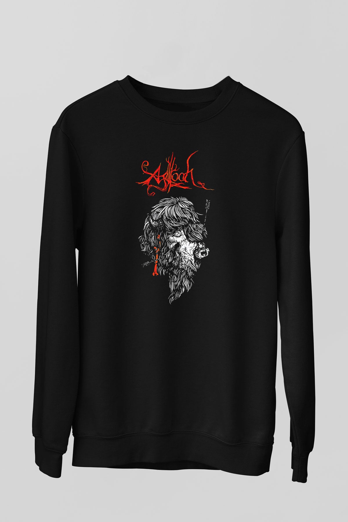 Agalloch Baskılı Unisex Siyah Sweatshirt