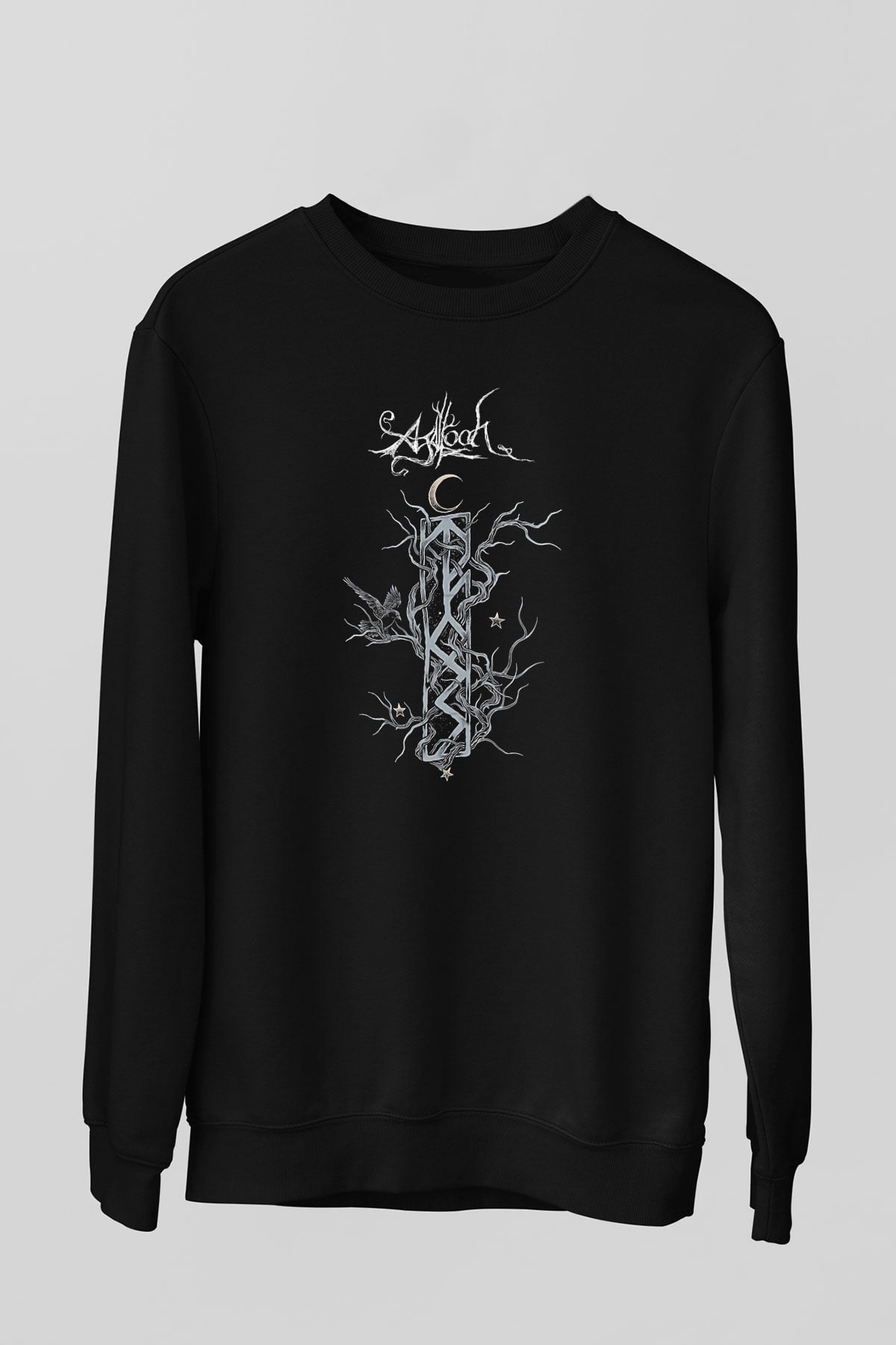 Agalloch Baskılı Unisex Siyah Sweatshirt