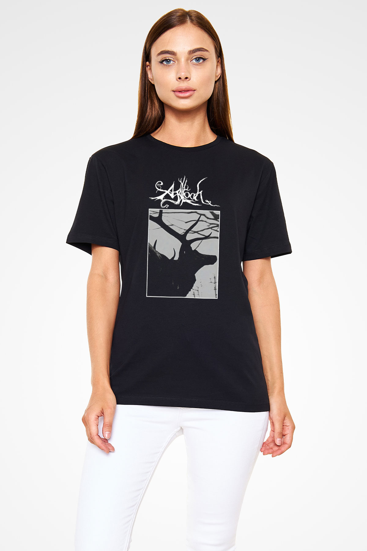 Agalloch Baskılı Unisex Siyah Tişört - Tshirt