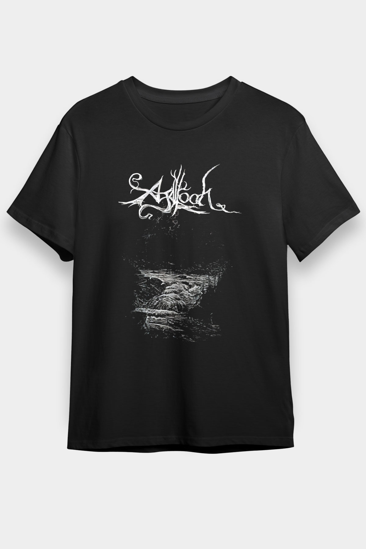 Agalloch Baskılı Unisex Siyah Tişört - Tshirt
