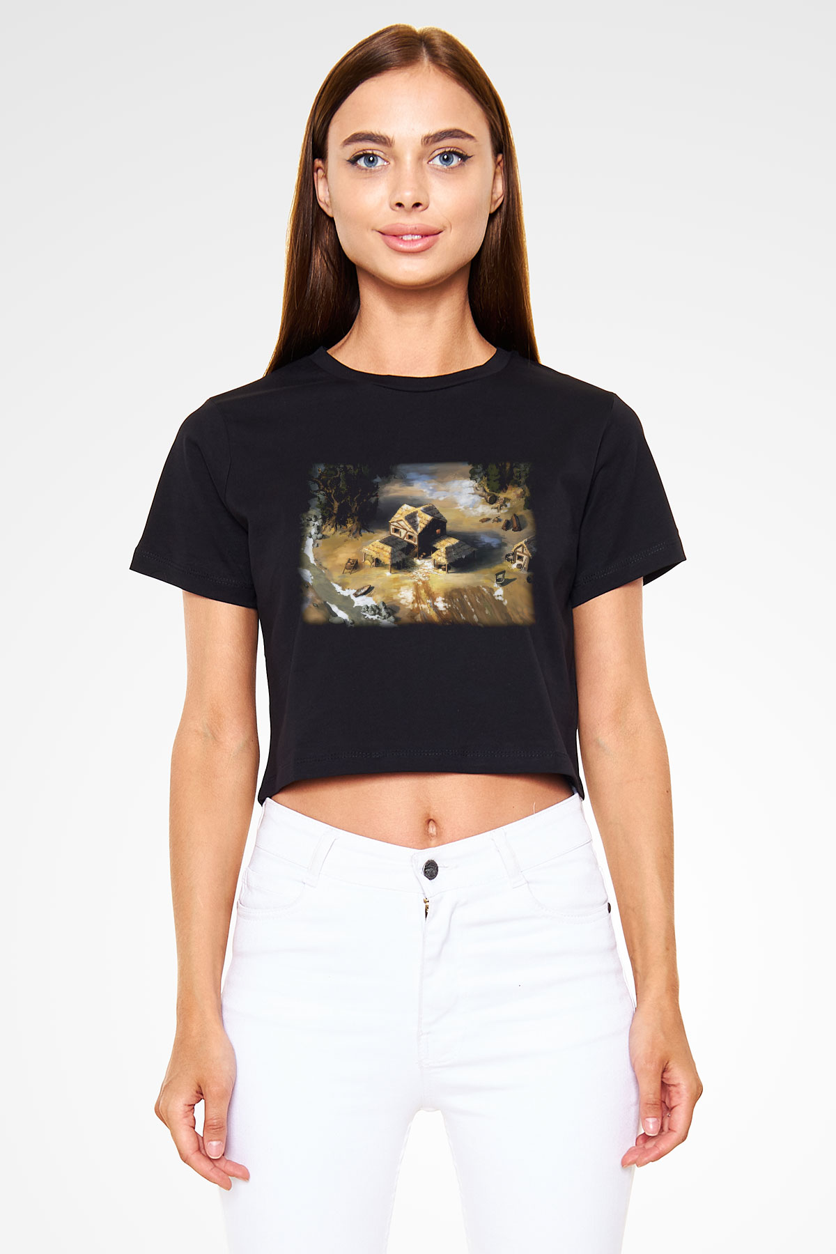 Age Of Empires Siyah Crop Top Tişört