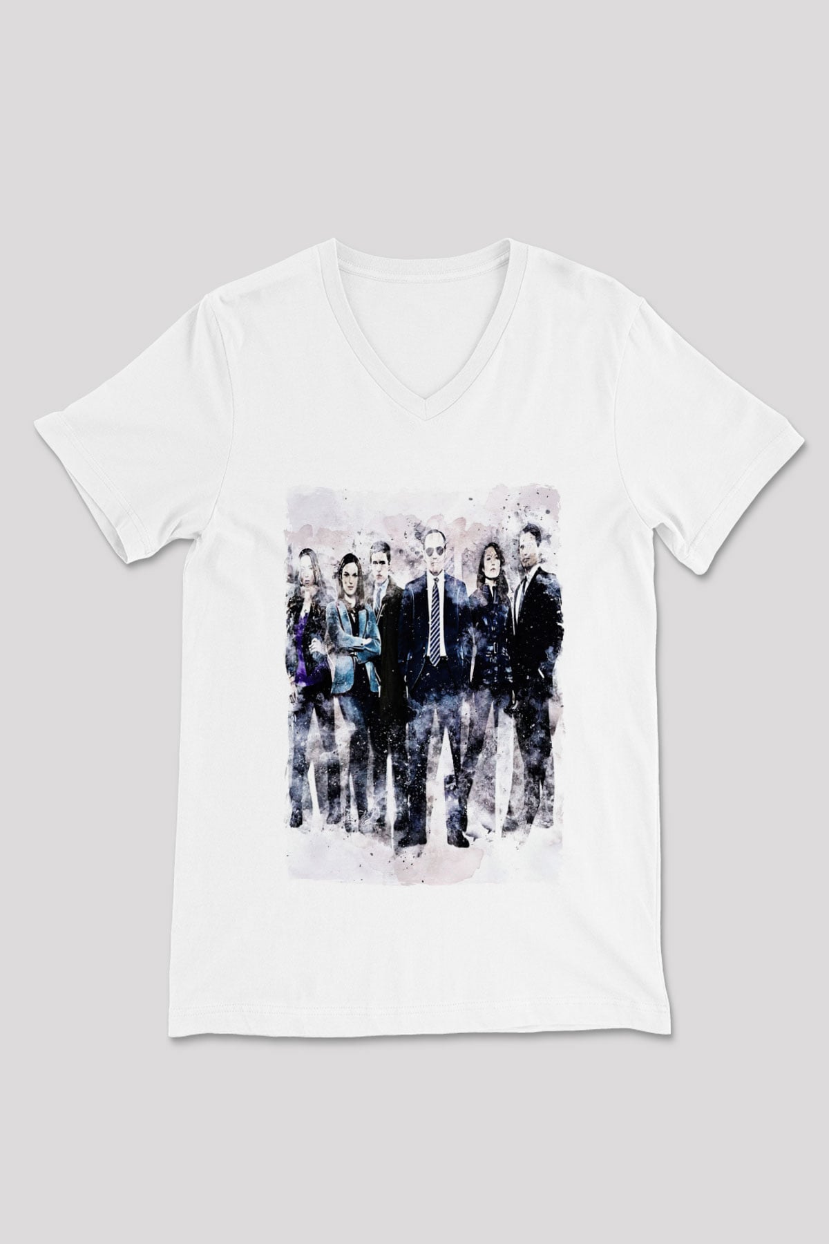 Agents of S.H.I.E.L.D. Beyaz Unisex V Yaka Tişört