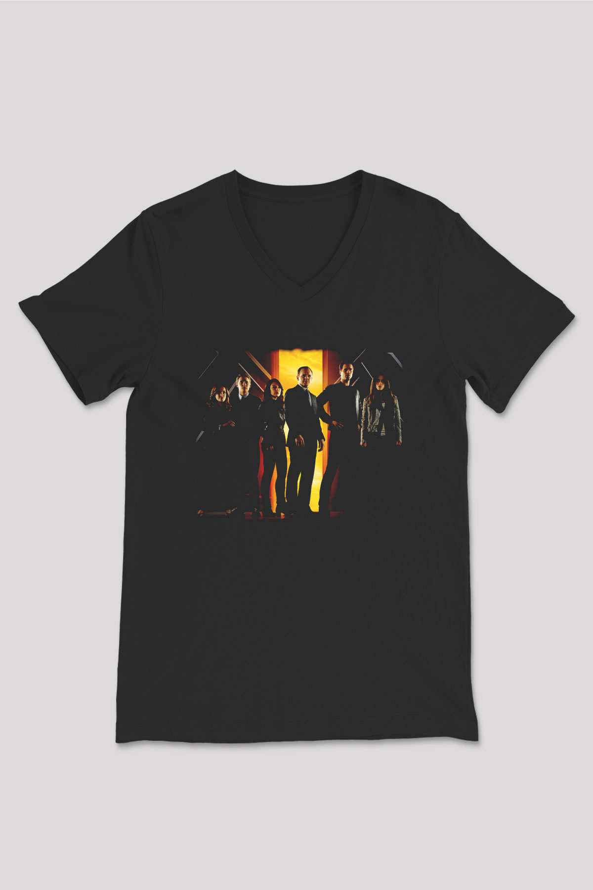 Agents of S.H.I.E.L.D. Siyah Unisex V Yaka Tişört