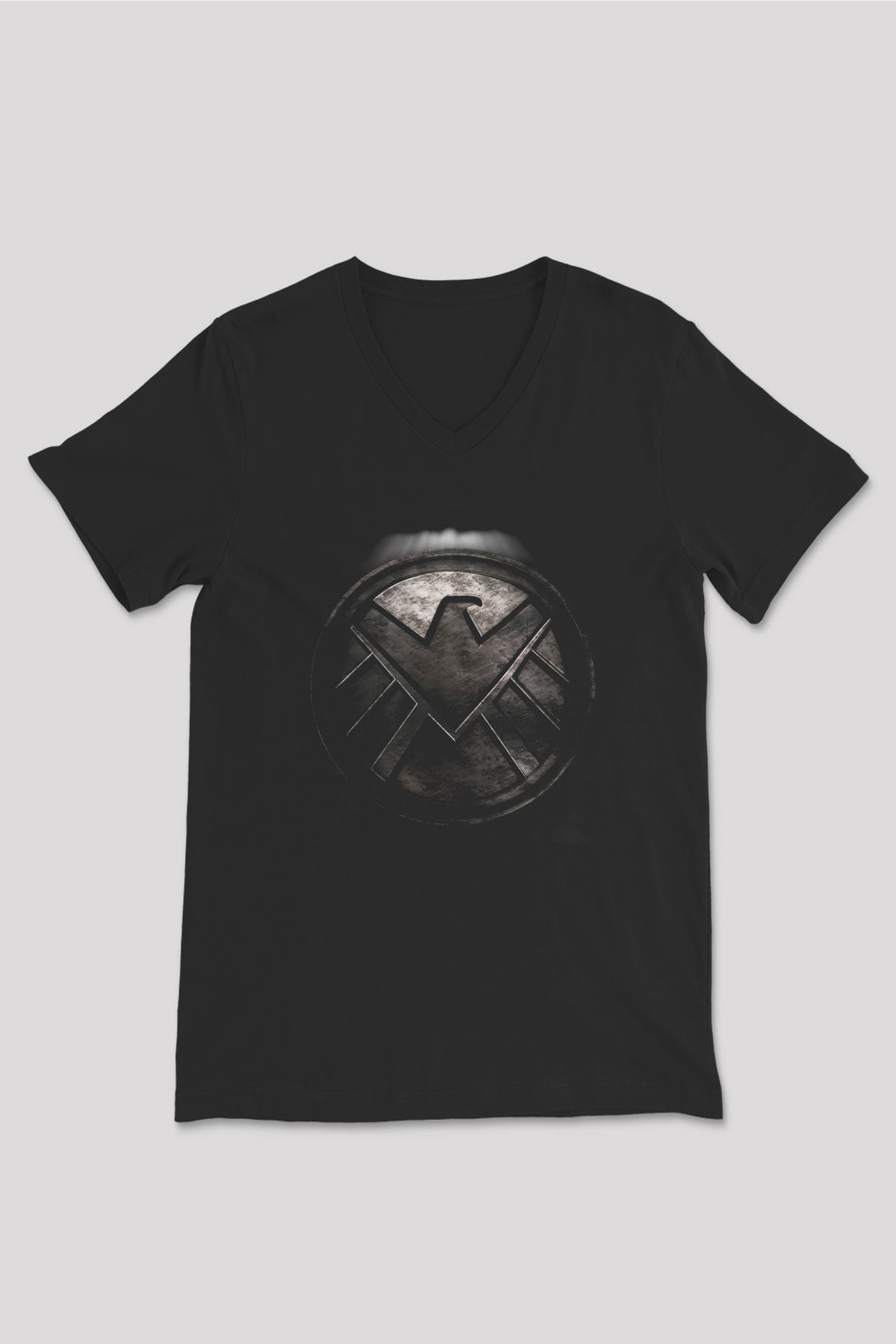 Agents of S.H.I.E.L.D. Siyah Unisex V Yaka Tişört