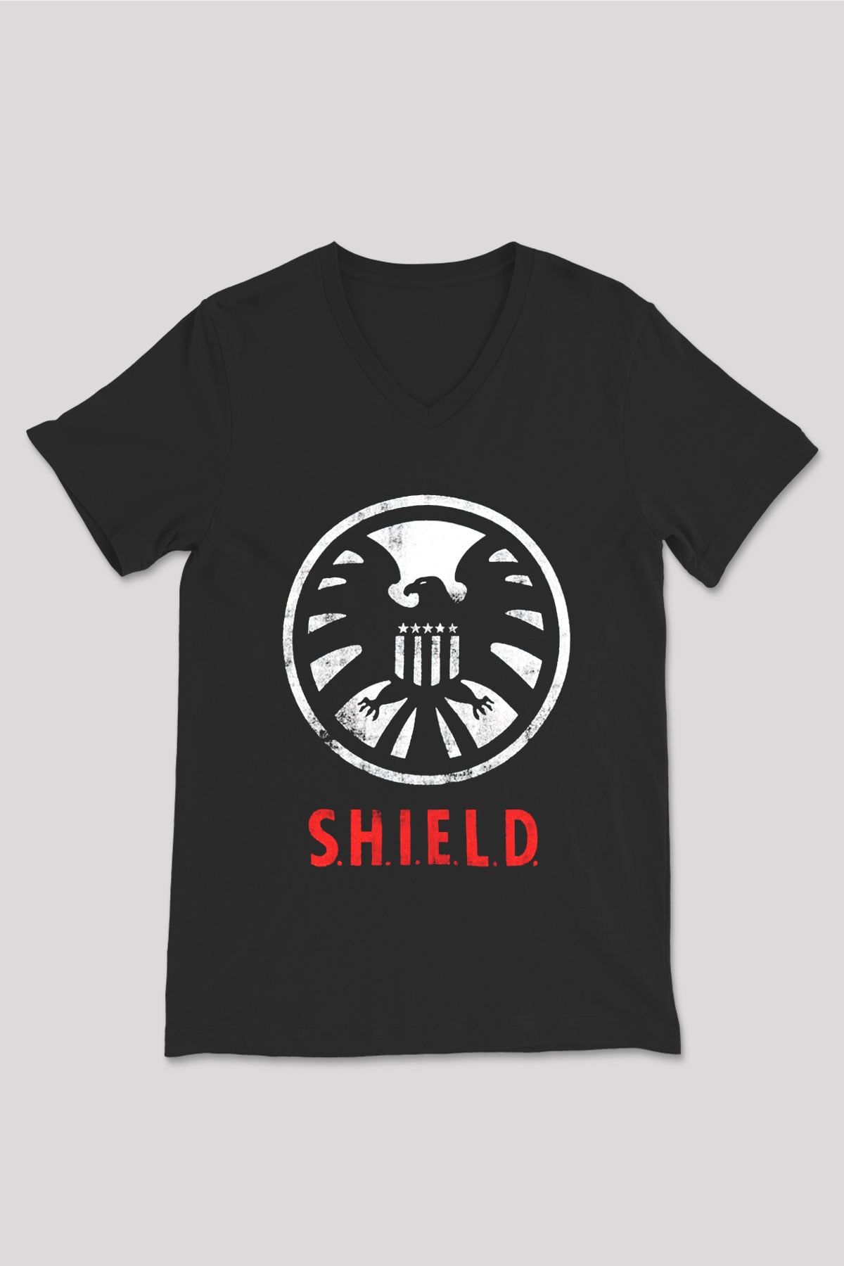 Agents of S.H.I.E.L.D. Siyah Unisex V Yaka Tişört T-Shirt